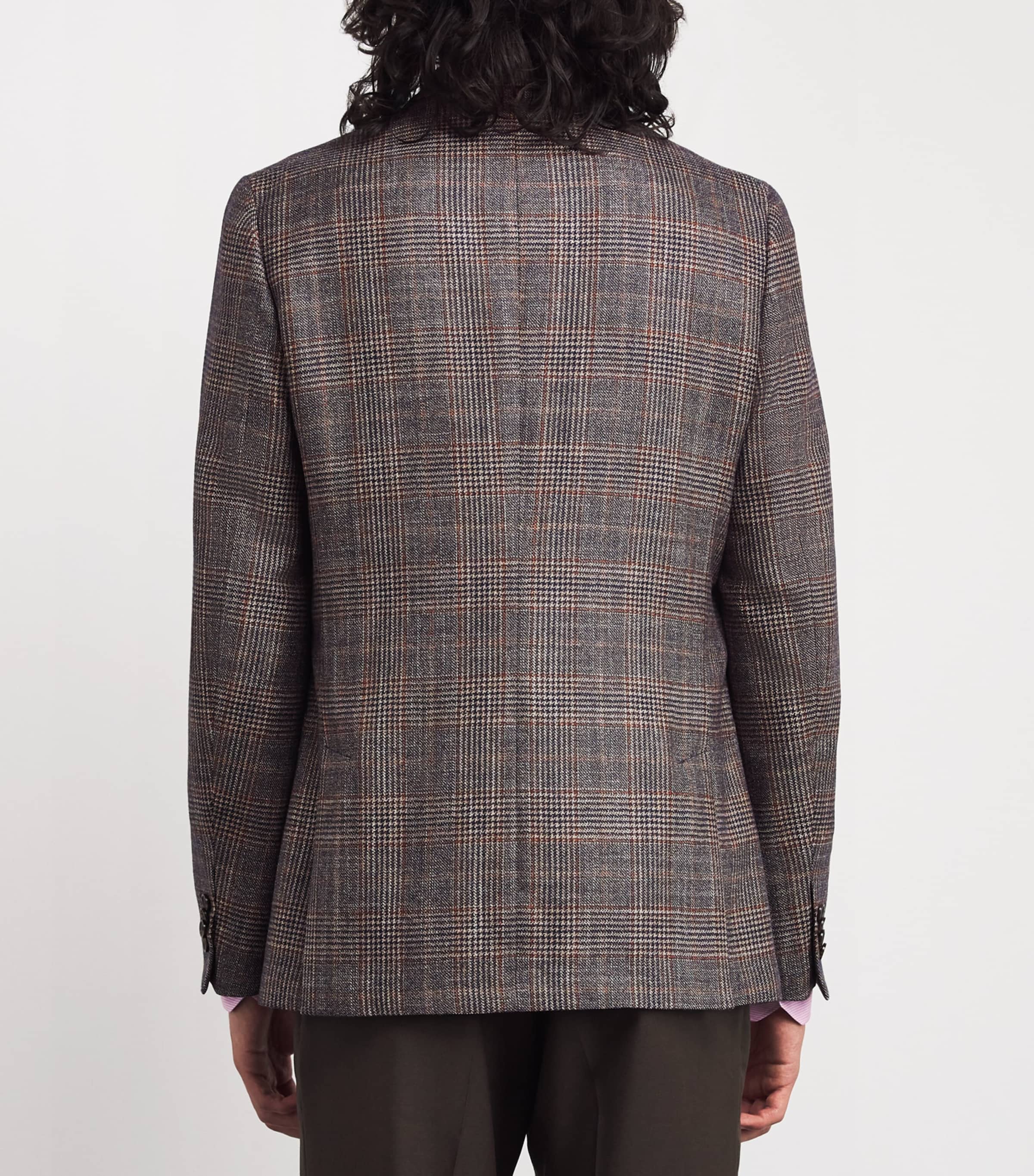 Wool-Silk-Cashmere Check Blazer BROWN-61 Image 4