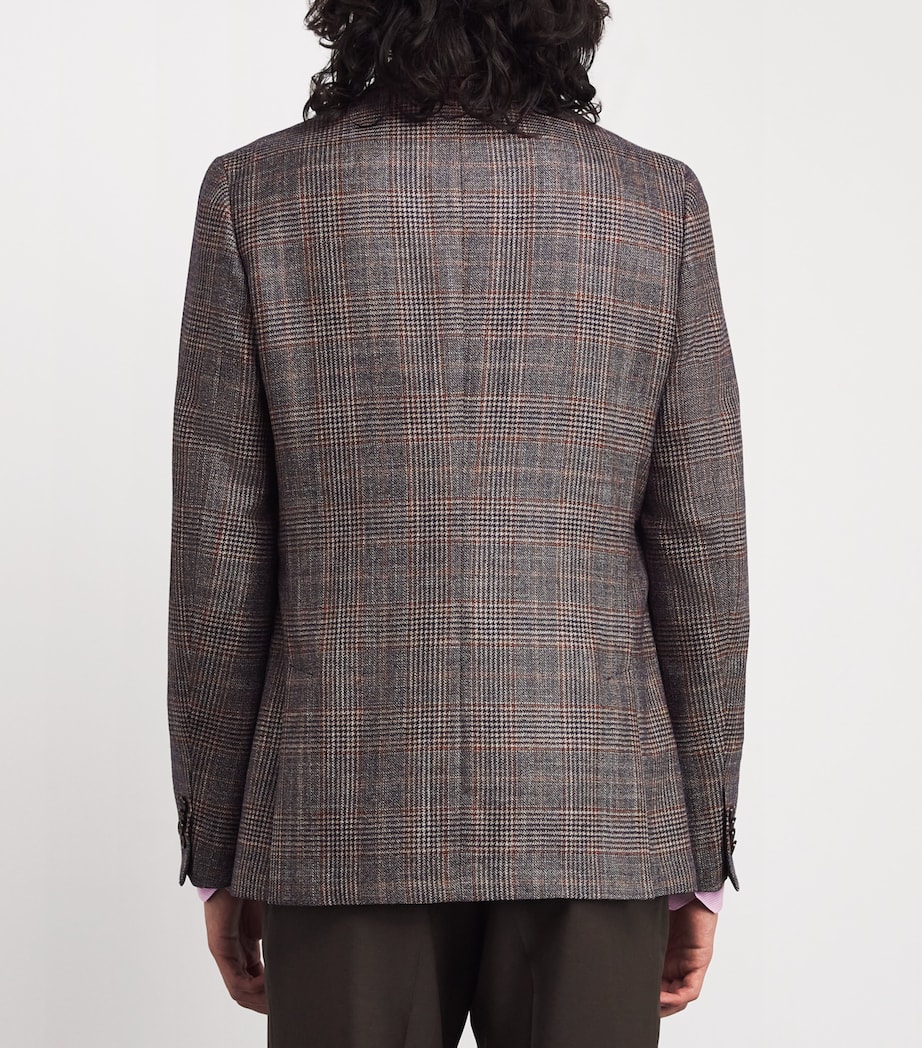 Wool-Silk-Cashmere Check Blazer BROWN-61 Image 4