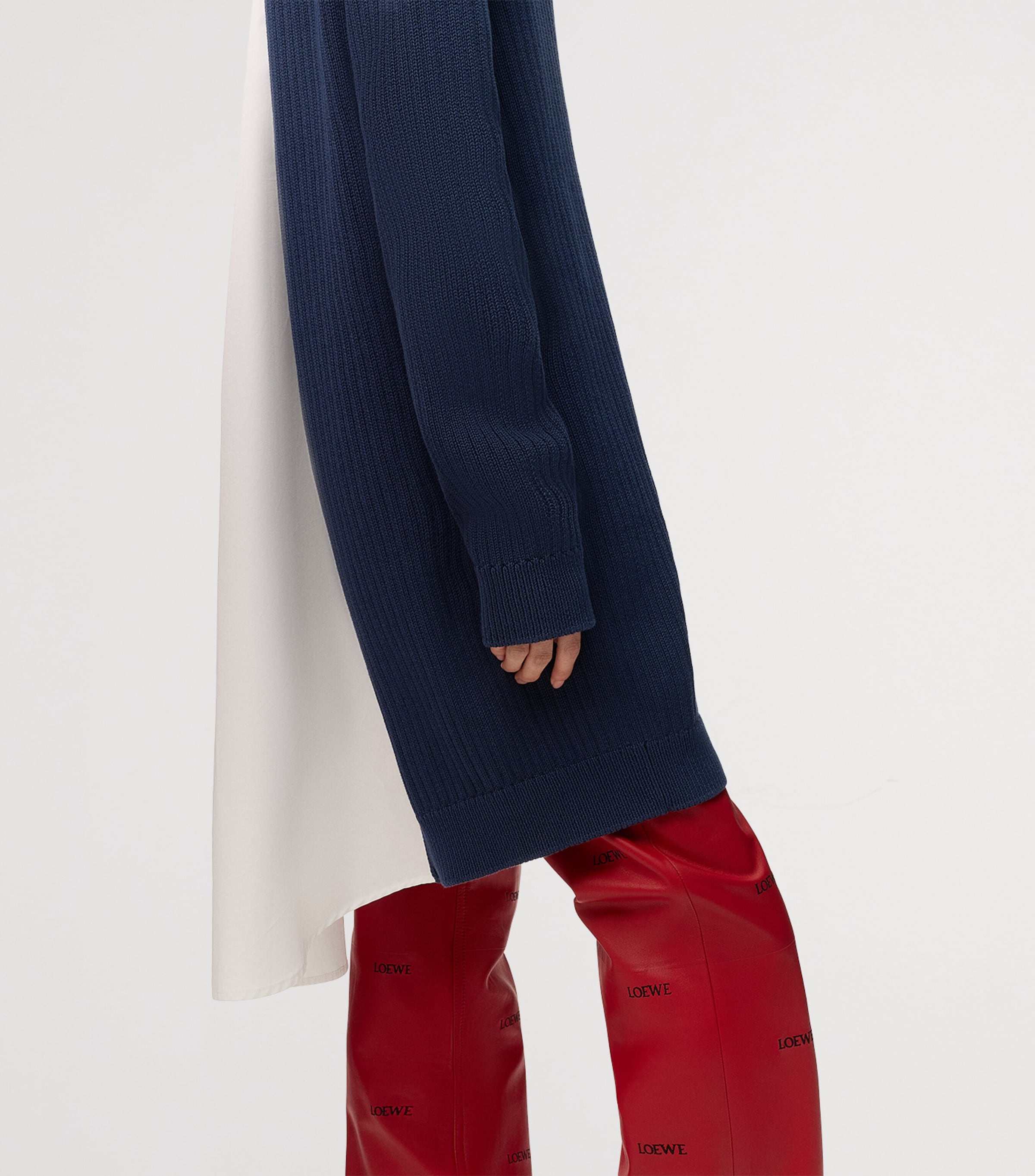 LOEWE Womens Layered Shirt-Sweater Mini Dress Dark Blue Image 6