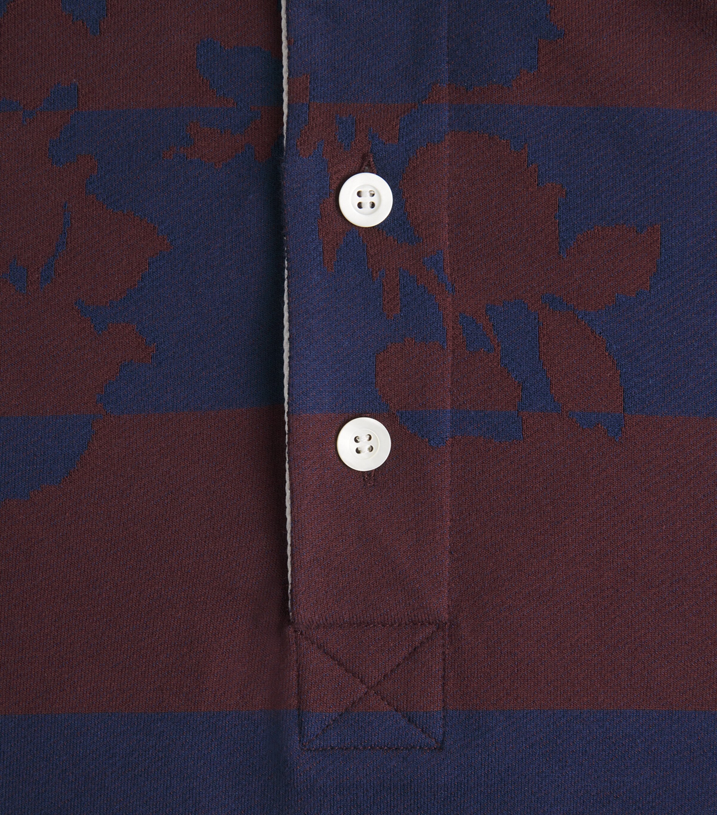 DRIES VAN NOTEN Mens Cotton Floral Stripe Rugby Shirt Burgundy Image 6