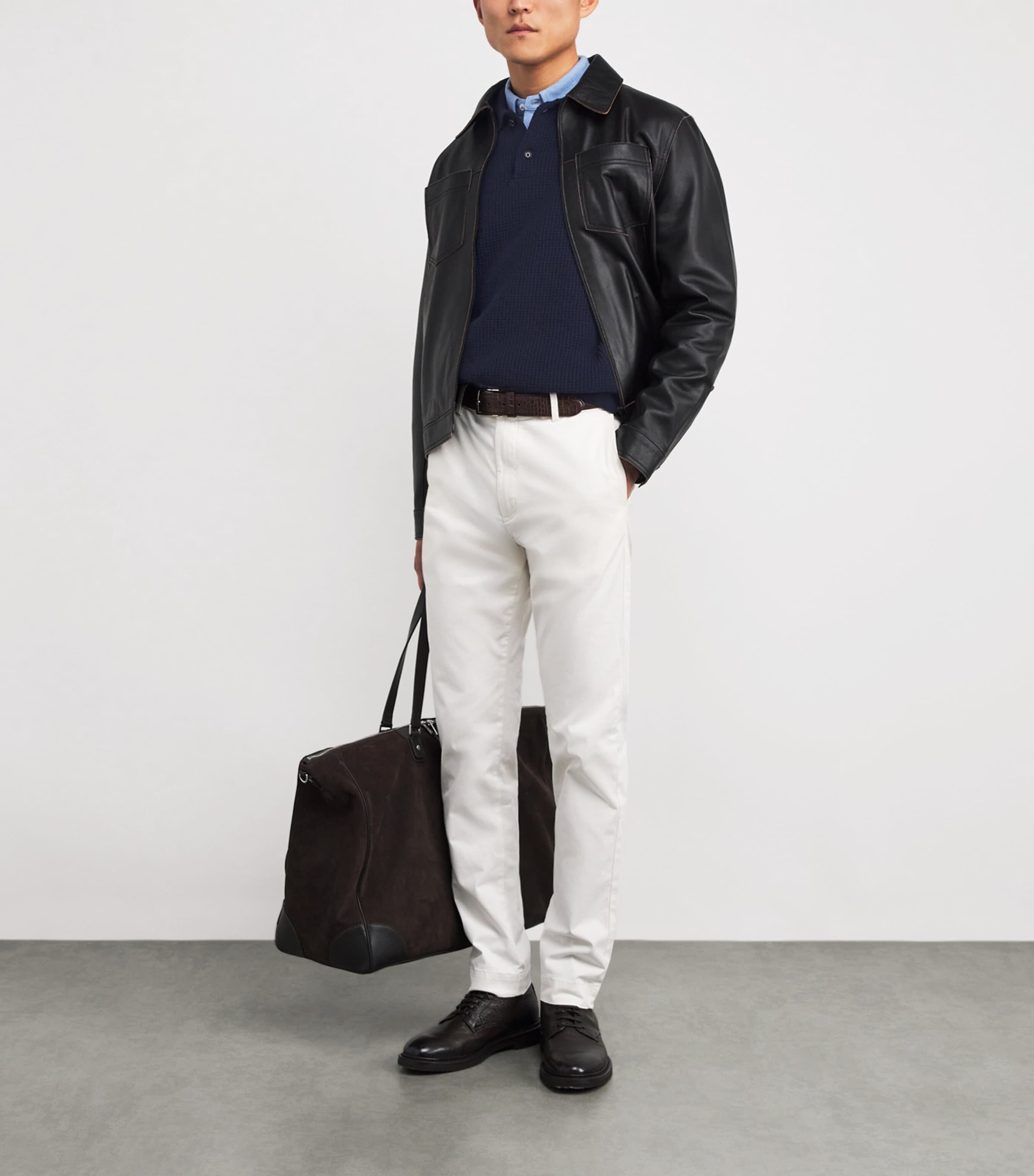 Wool-Cotton Polo Sweater HUNTER NAVY Image 2