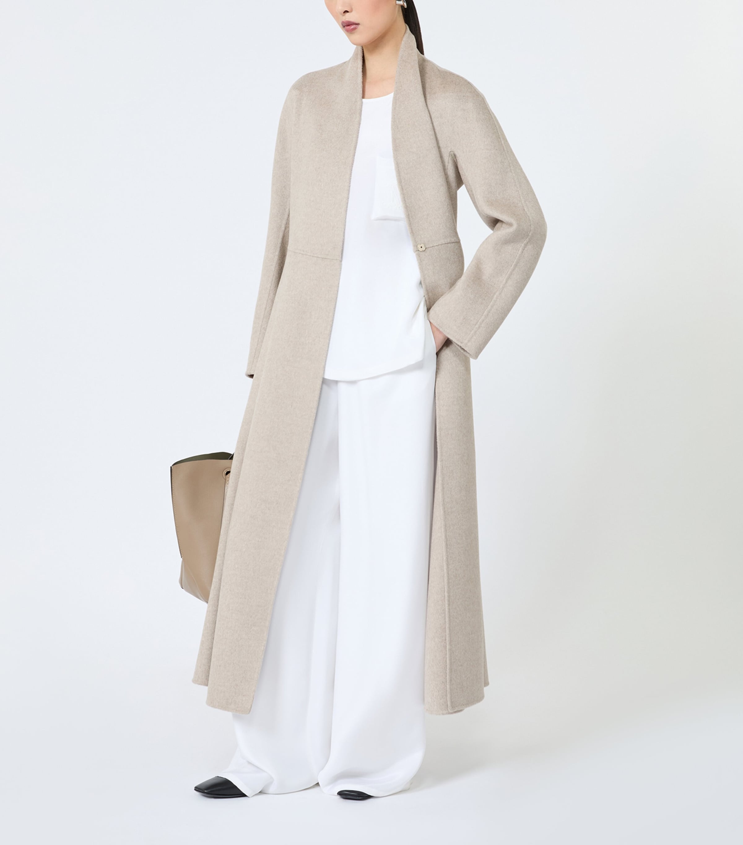 Max Mara Womens Cashmere Wrap Coat Sand Image 2