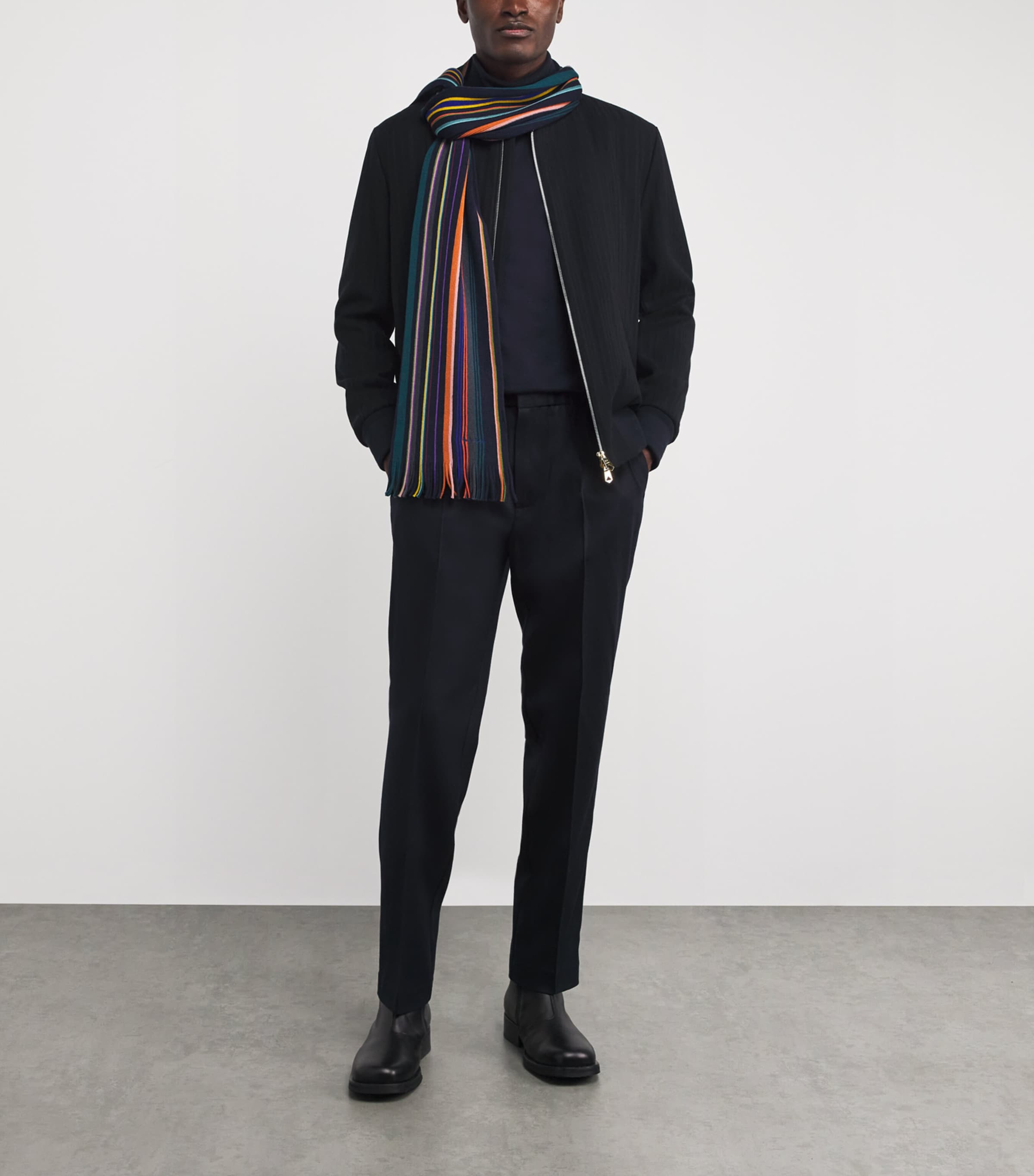 Paul Smith Mens Wool-Cashmere Bomber Jacket Dark Navy Image 2