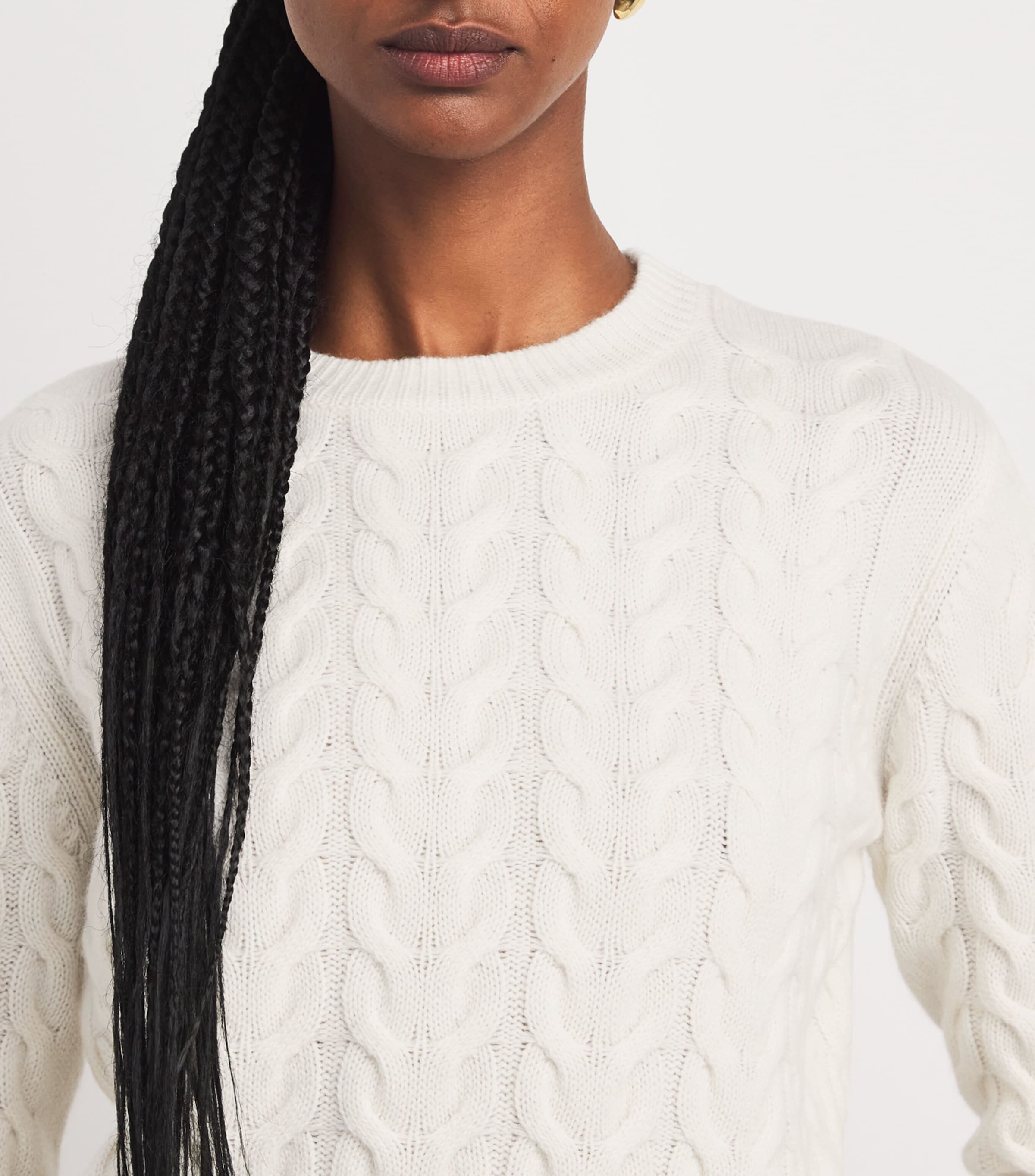 Cashmere Cable-Knit Sweater WHITE Image 6