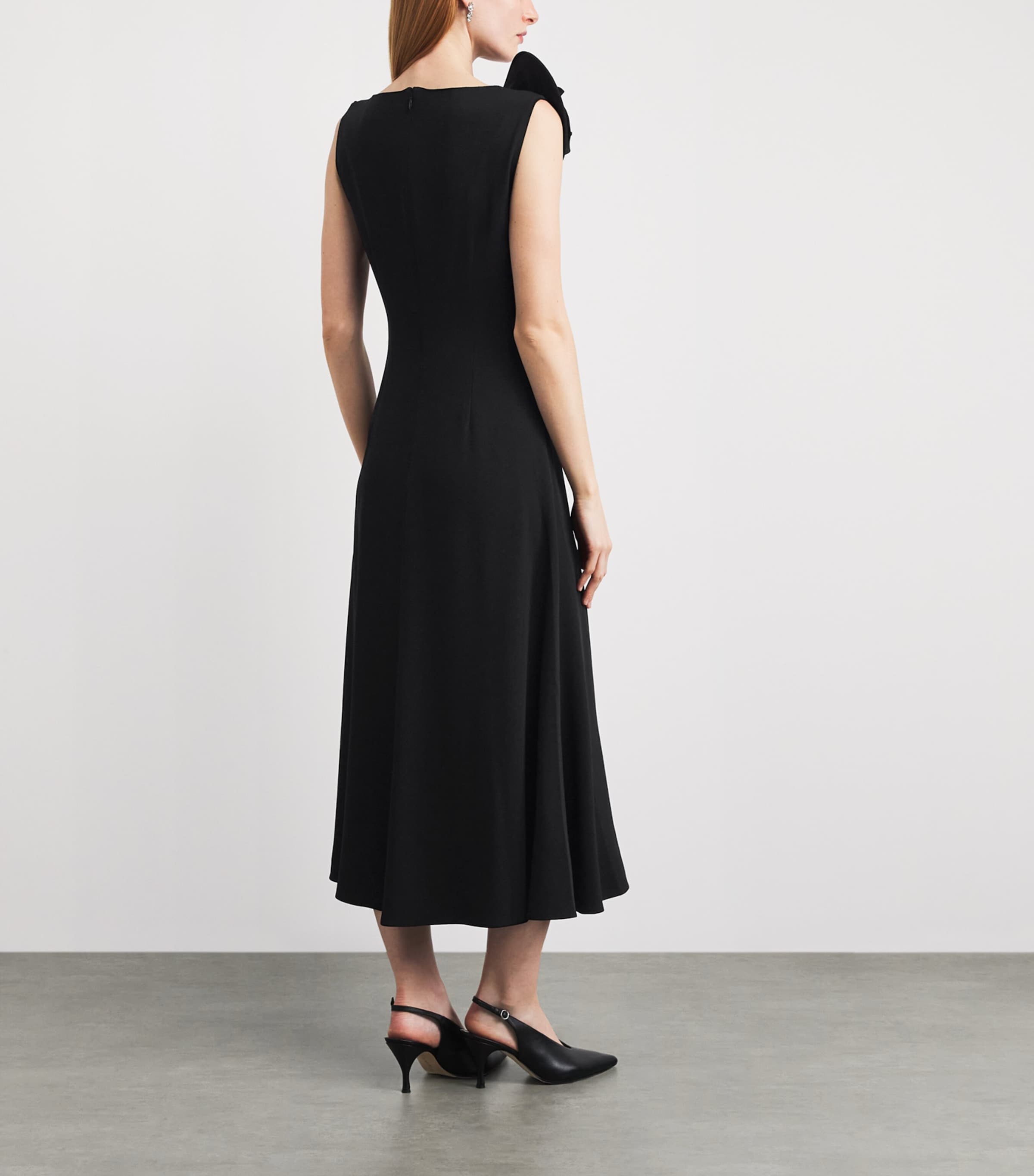 Roland Mouret Womens Rose Appliqué Sleeveless Midi Dress Black Image 5