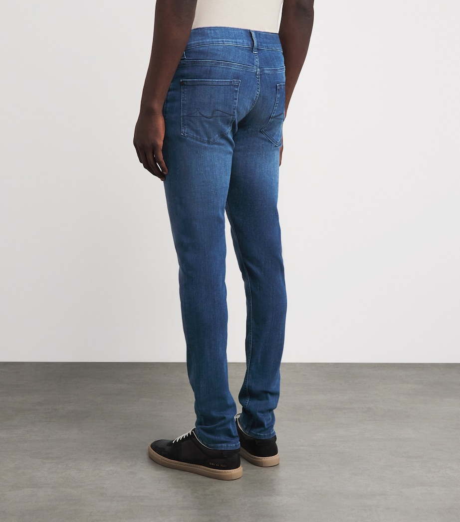 7 For All Mankind Mens Slimmy Tapered Luxe Performance Plus Jeans Mid Blue Image 5