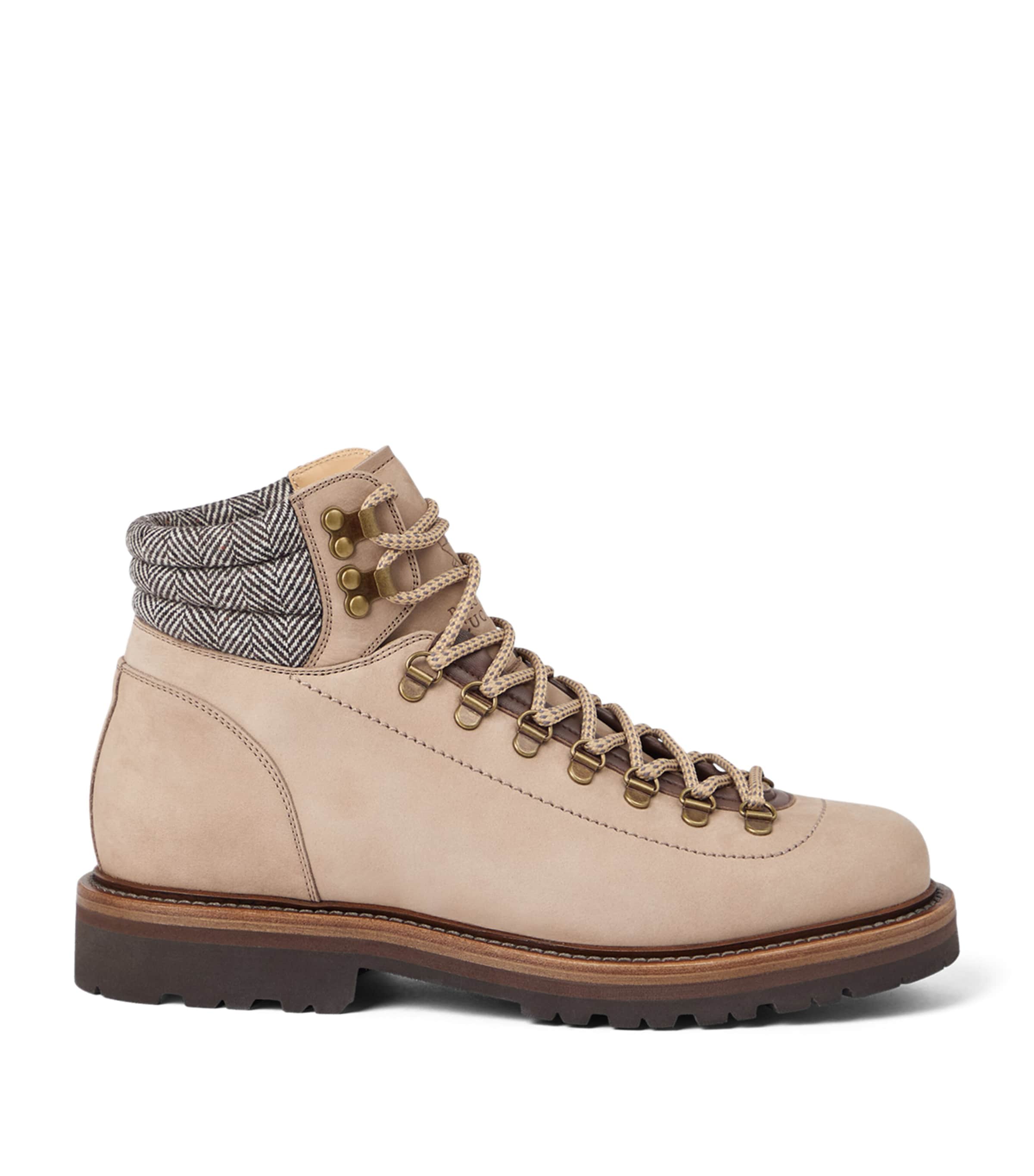 Brunello Cucinelli Men Beige Nubuck Mountain Boot Ankle Boots In Multi