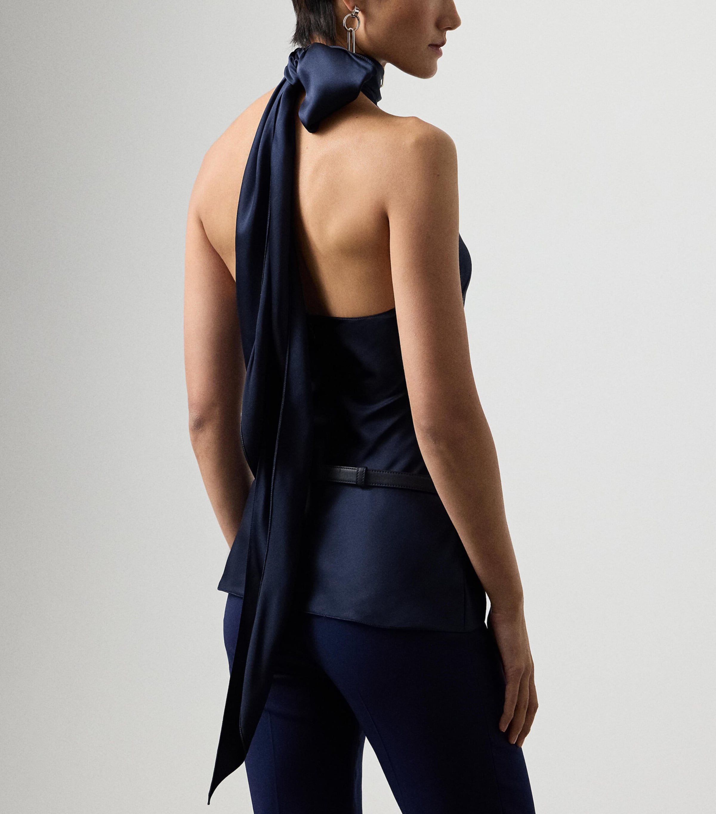 Stretch-Silk Charmeuse Blouse NAVY-410 Image 3