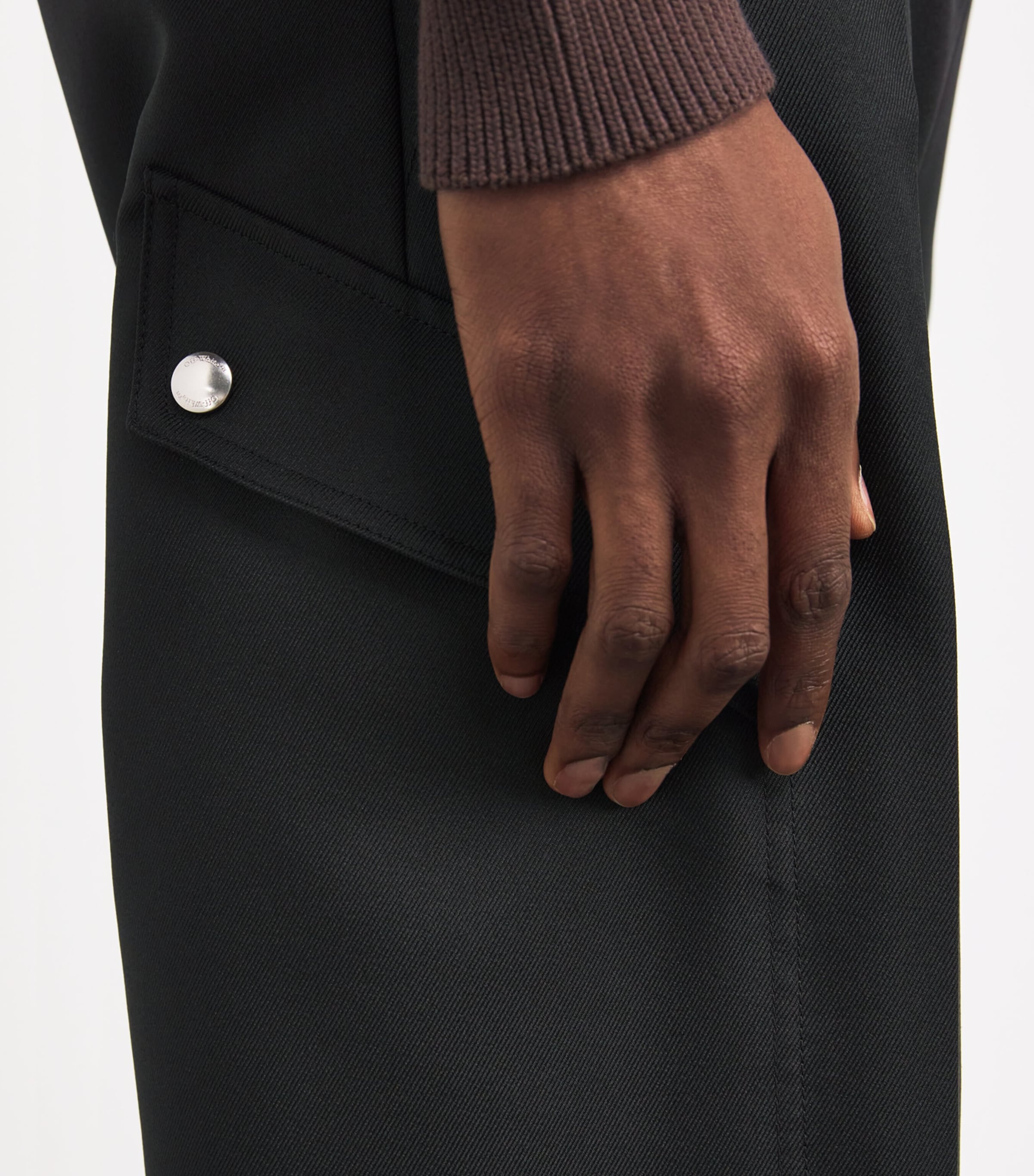 Cotton Irregular Drill Cargo Jeans BLACK Image 6