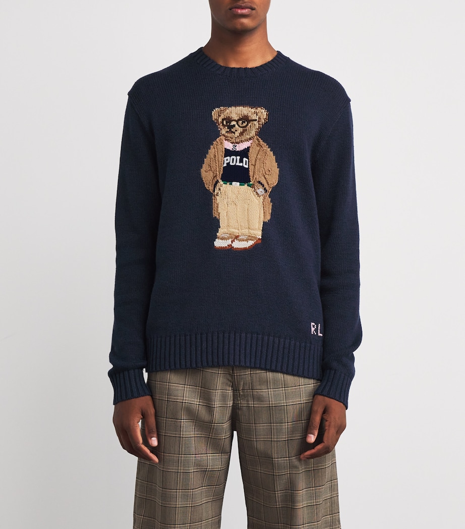 Linen-Cotton Polo Bear Sweater NAVY Image 3