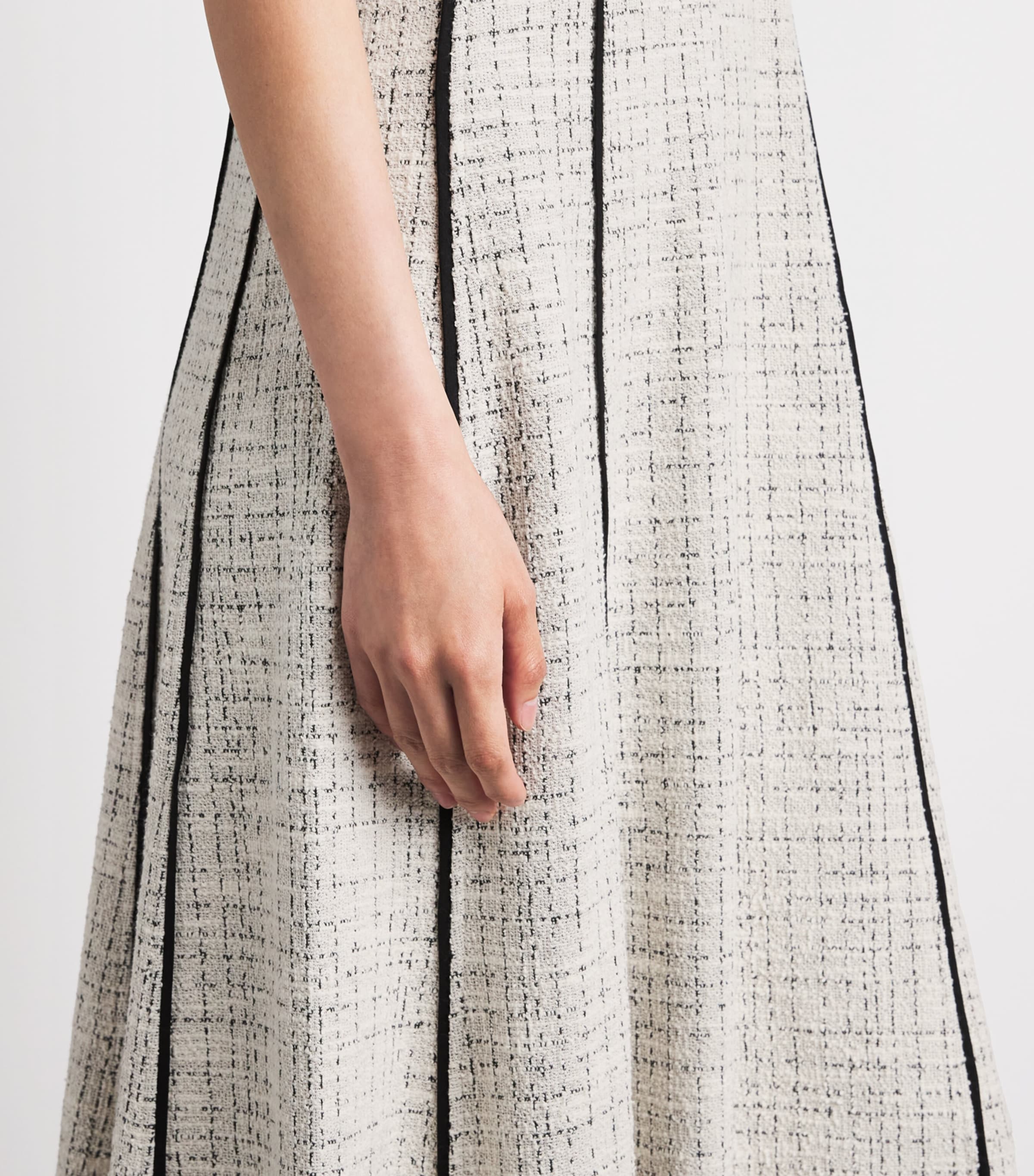 ME+EM Womens Tweed Fit-and-Flare Maxi Dress Cream Image 5