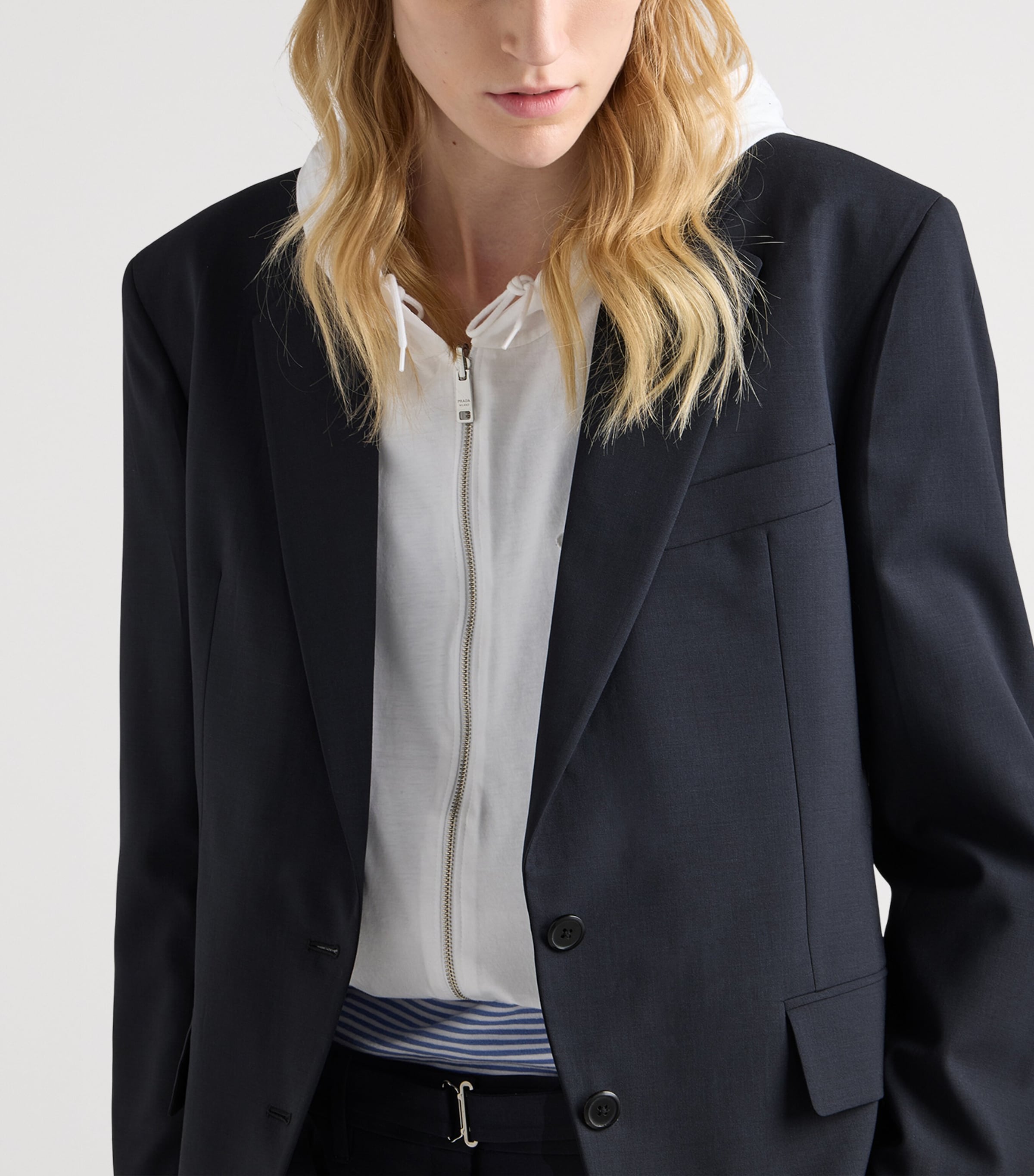 Prada Womens Wool Single-Breasted Blazer Image 3