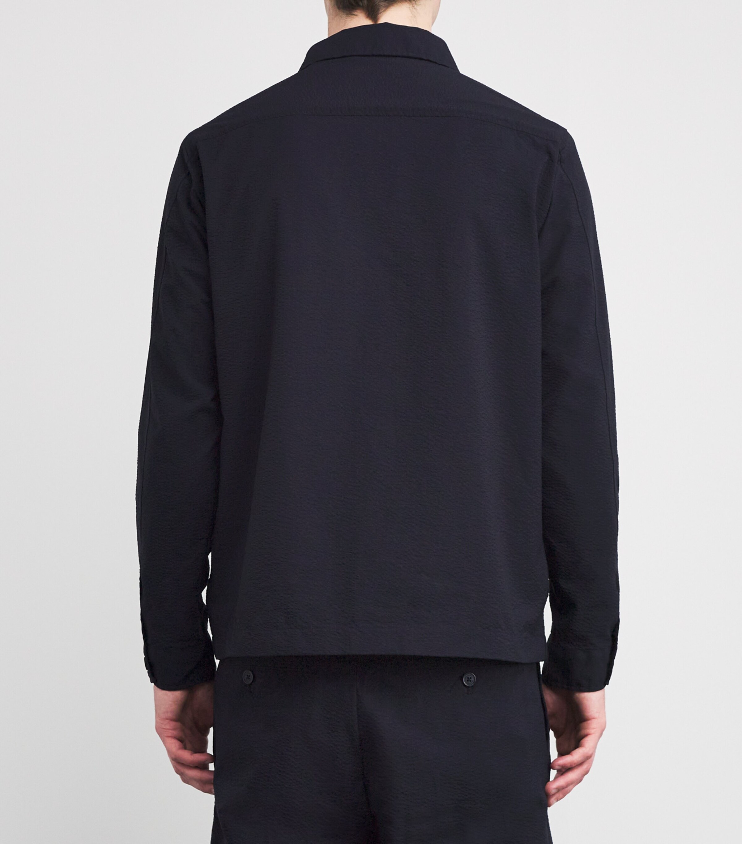 NN07 Mens Seersucker Zander Overshirt Navy Blue Image 4