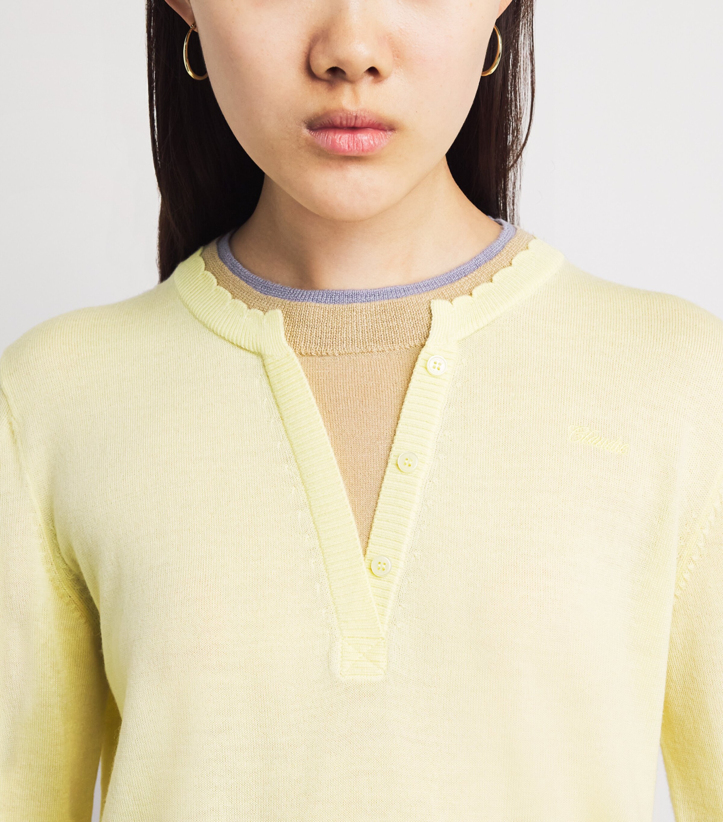 Claudie Pierlot Womens Wool Layered Sweater Baby Yellow Image 3