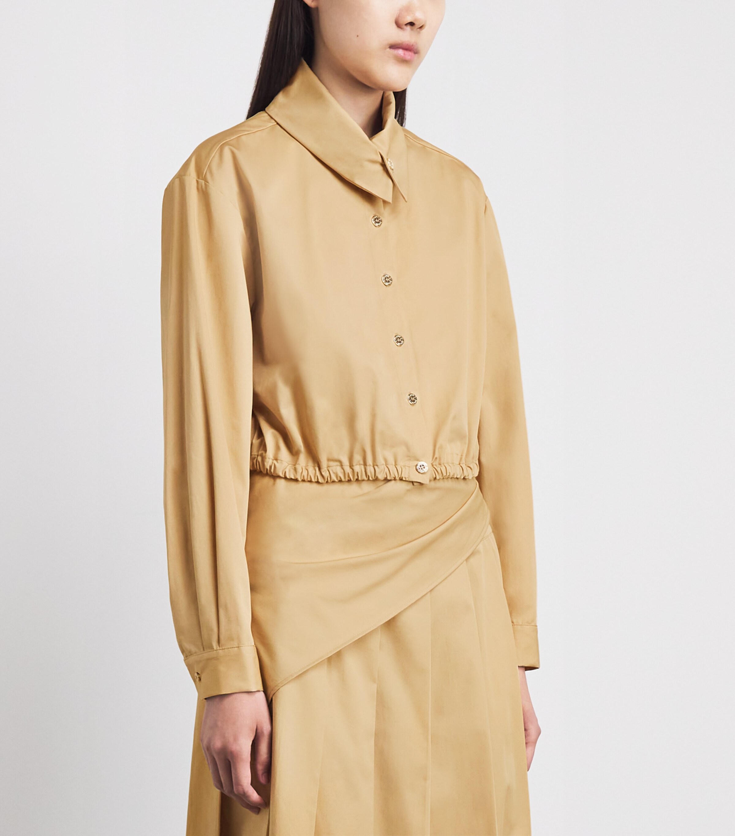 Claudie Pierlot Womens Cotton Cropped Shirt Beige Image 4