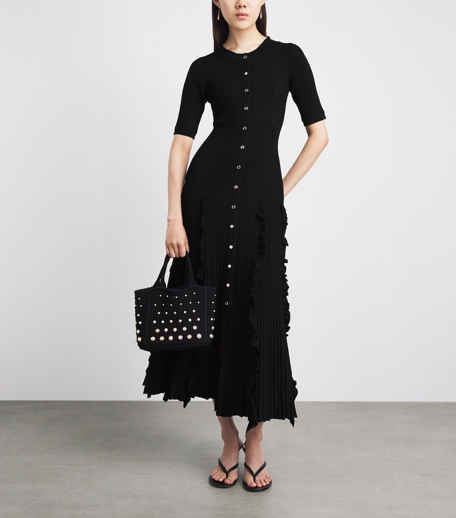 Sandro Paris Womens Knitted Ruffled Maxi Dress Black Image 2