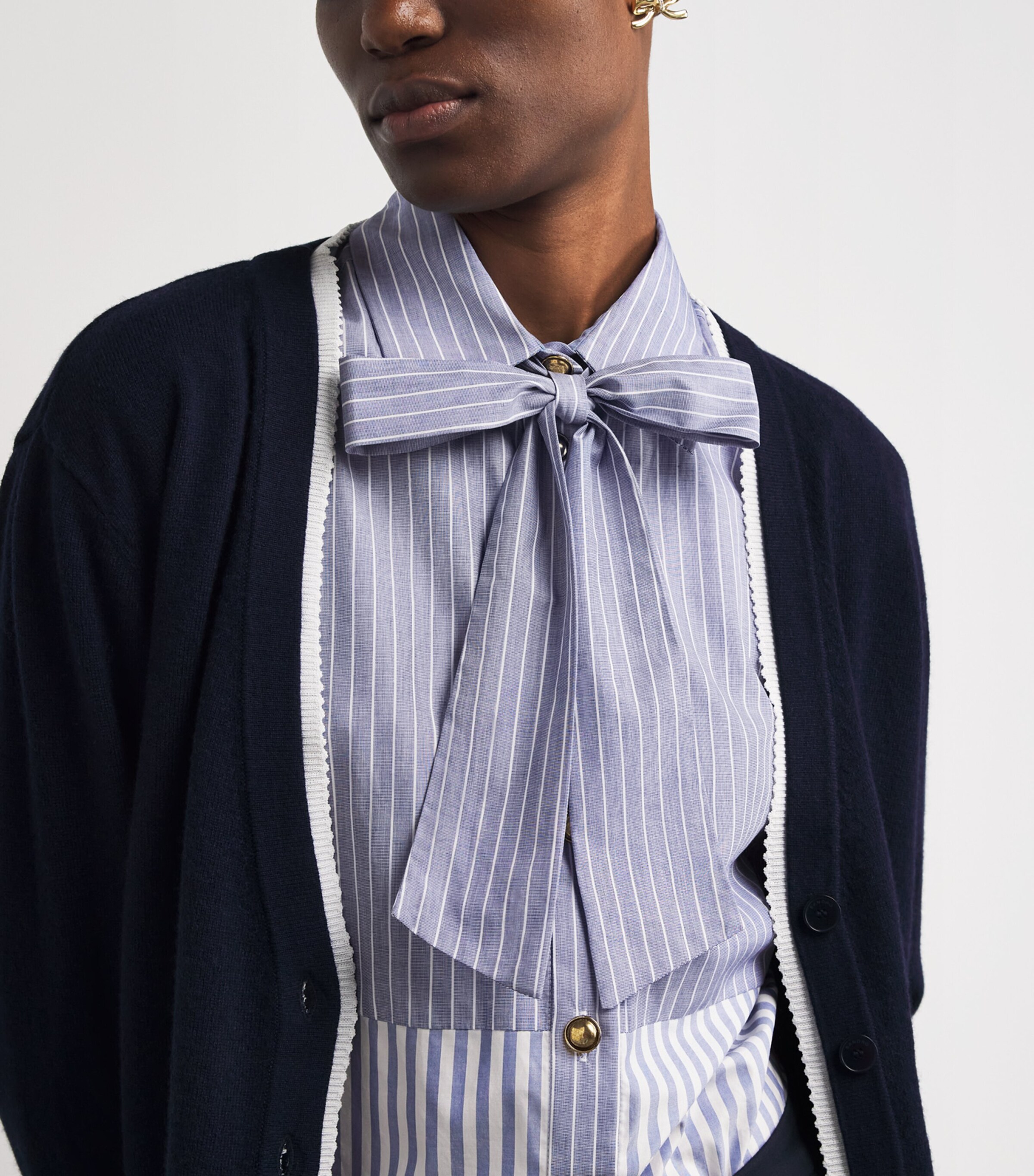 Sandro Paris Womens Cotton Stripe Shirt Blu / White Image 6