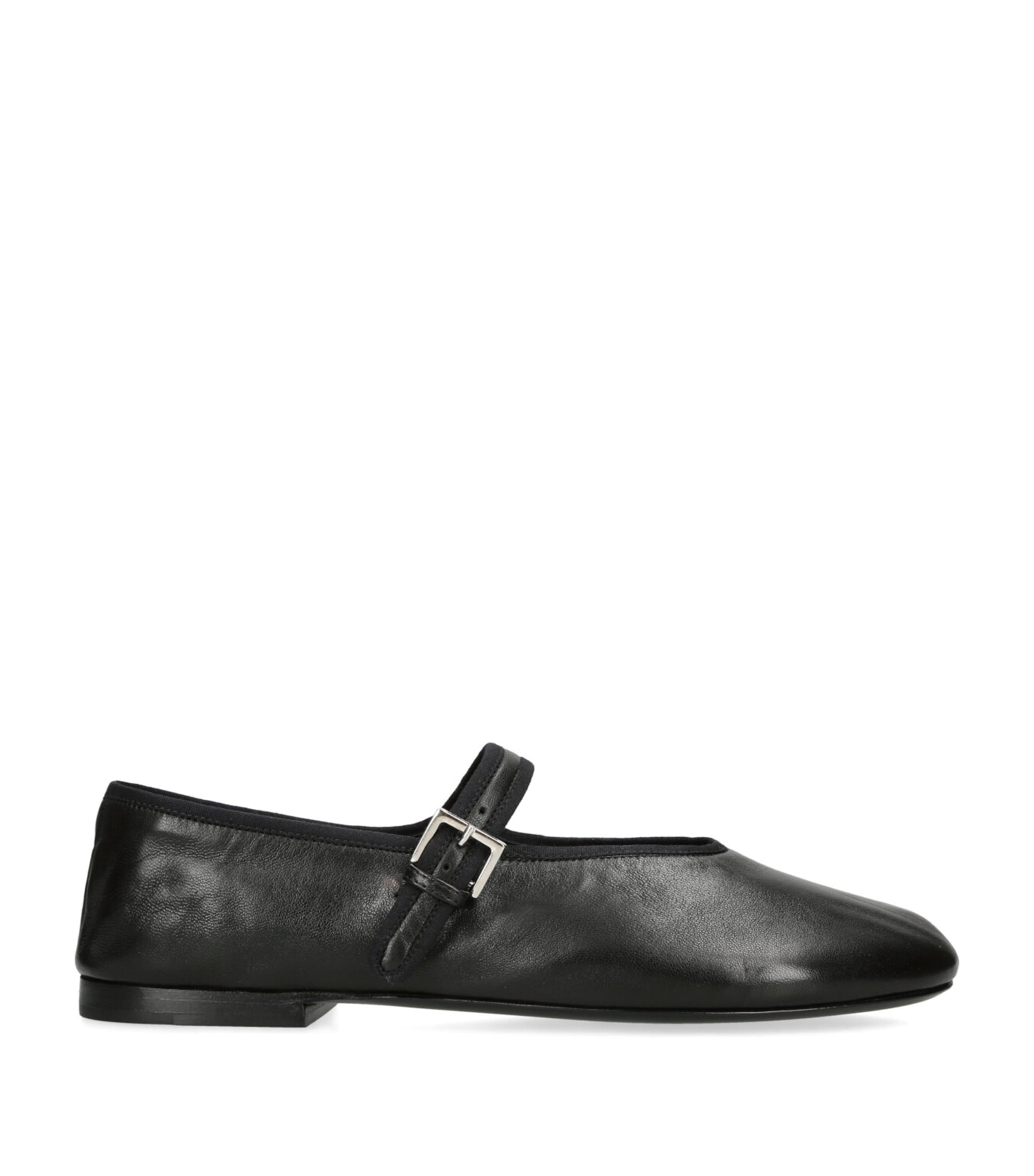 The Row Boheme Leather Mary Jane Flats In Black