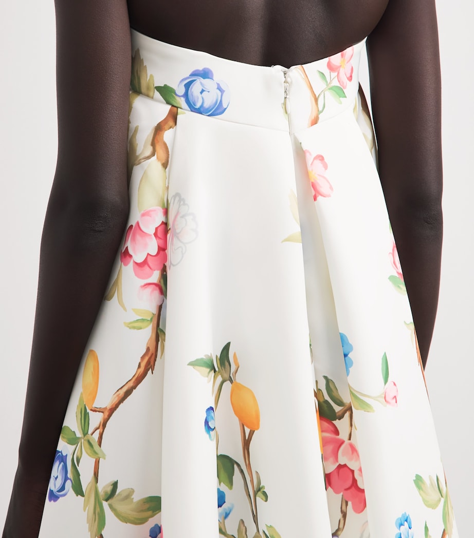 LEO LIN Womens Floral Embellished Phoebe Gown Lemon Vine Prnt Snow Image 5