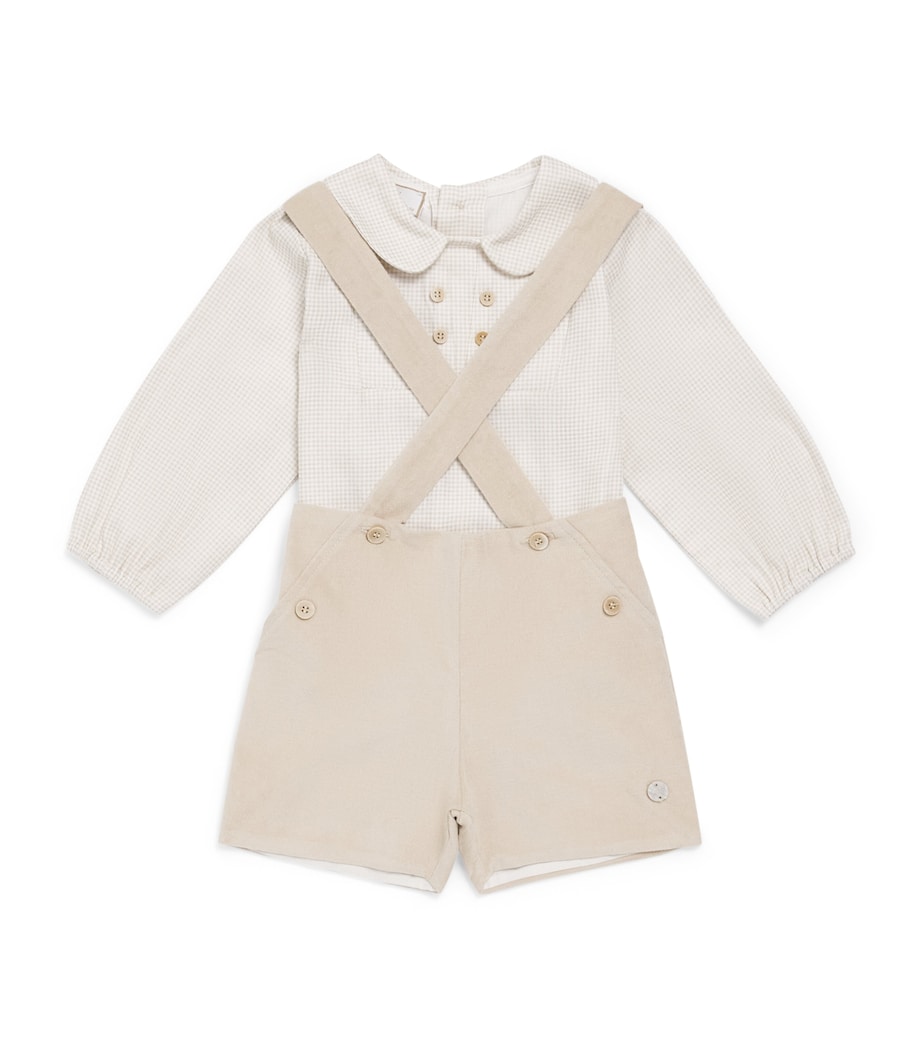 Paz Rodriguez Cotton Shirt and Shorts Set (1-24 Months) Sand Image 1