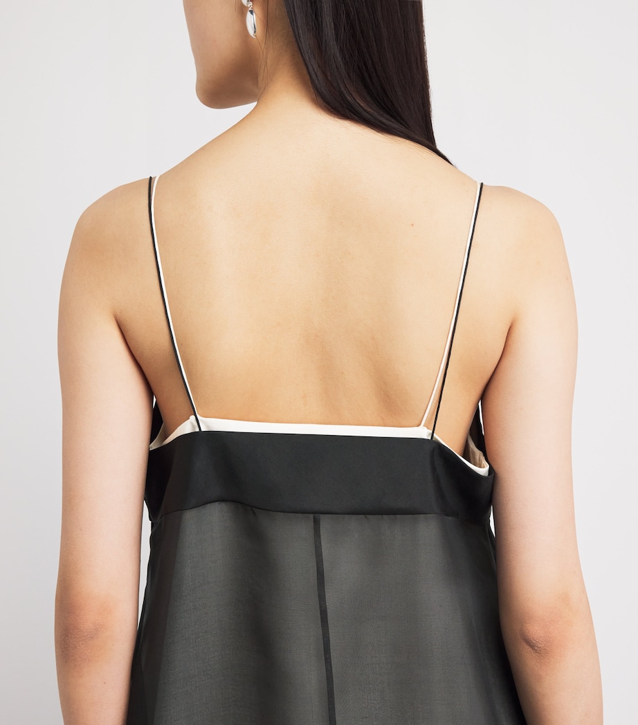 Voranida Womens Silk Organza Kourtney Midi Slip Dress Black Image 5