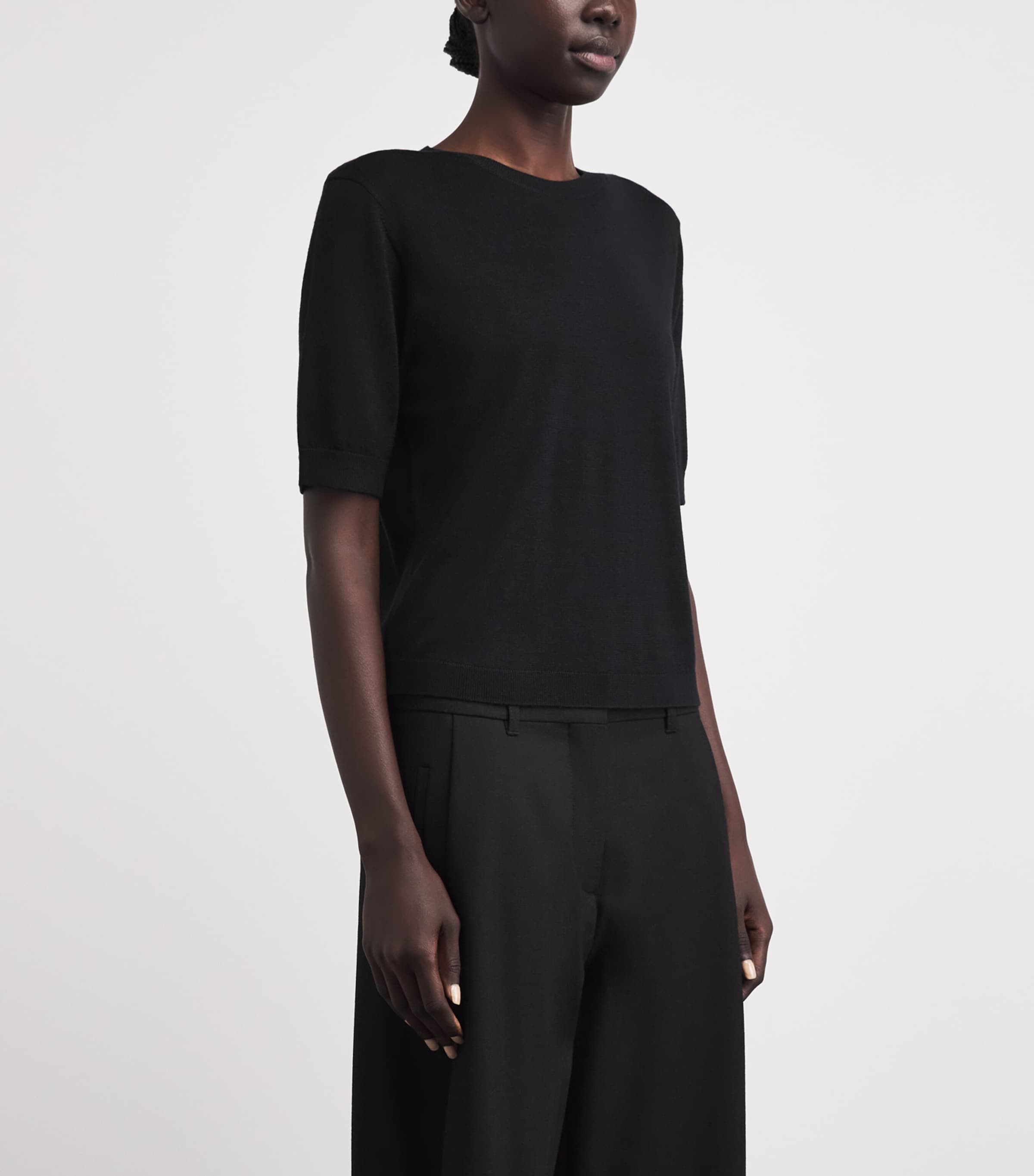 Almada Label Womens Wool-Silk-Cashmere Paloma T-Shirt Black Image 4