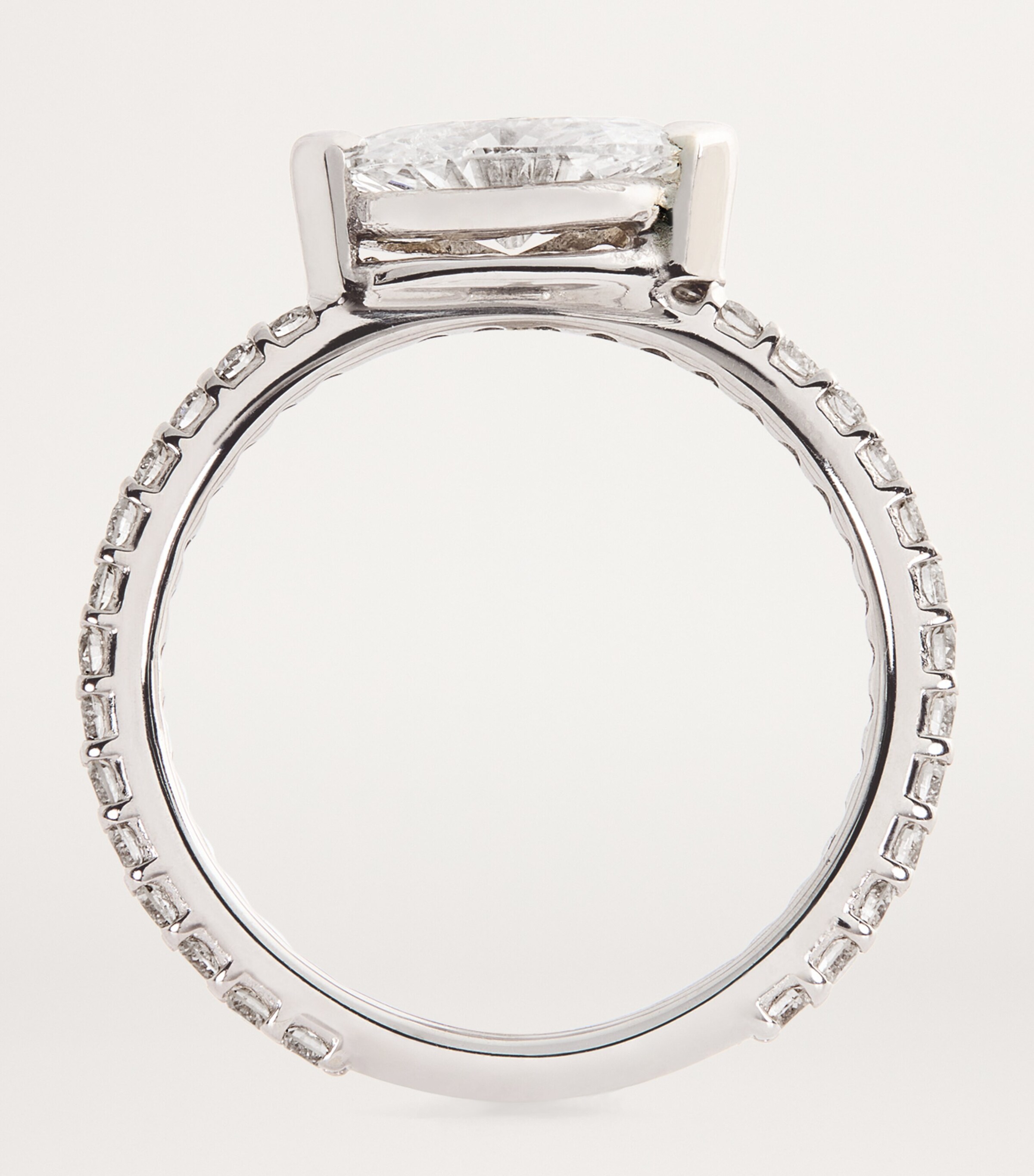 White Gold and Diamond Solitaire Marquise Pinky Ring WHITE GOLD Image 3