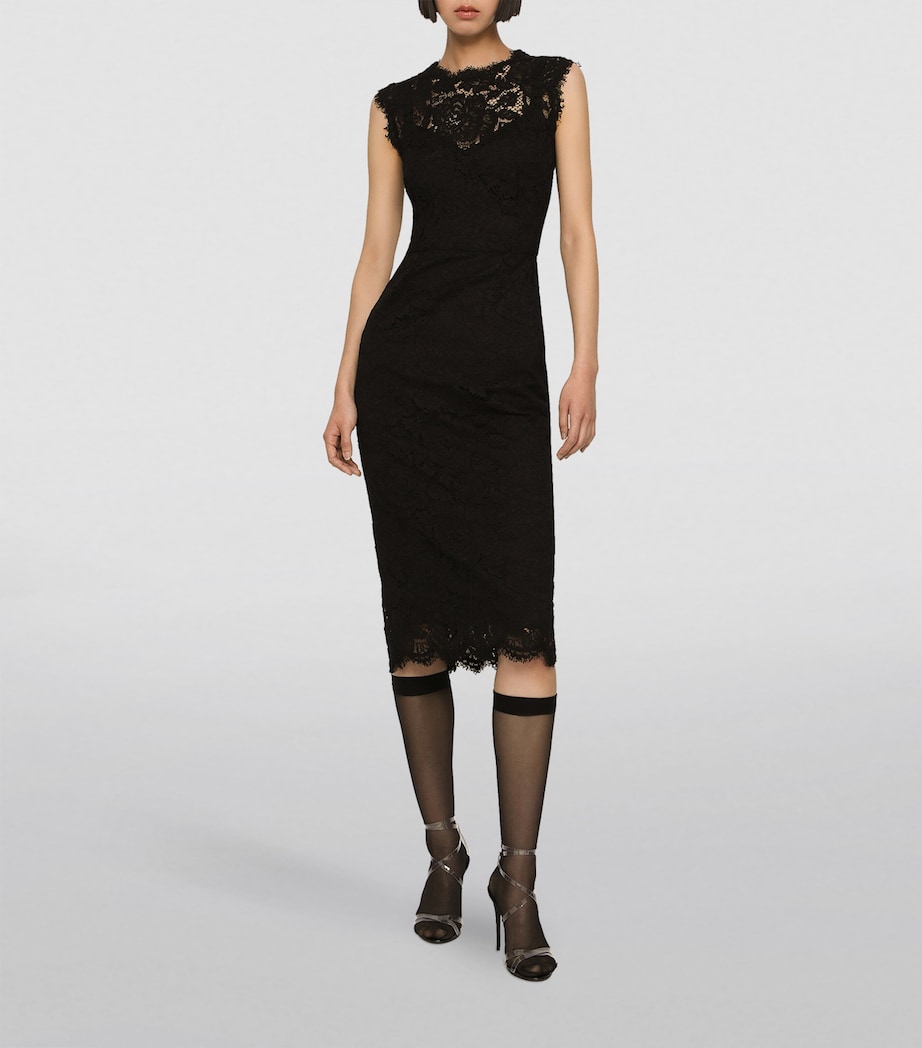 Stretch-Lace Midi Dress N0000-BLACK Image 3