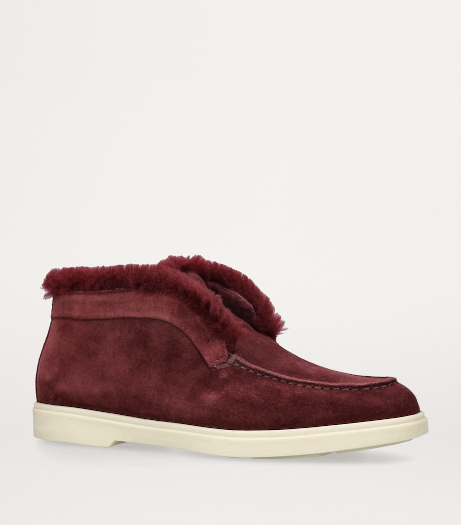 Suede Fur-Trim Fortune Ankle Boots WINE Image 3