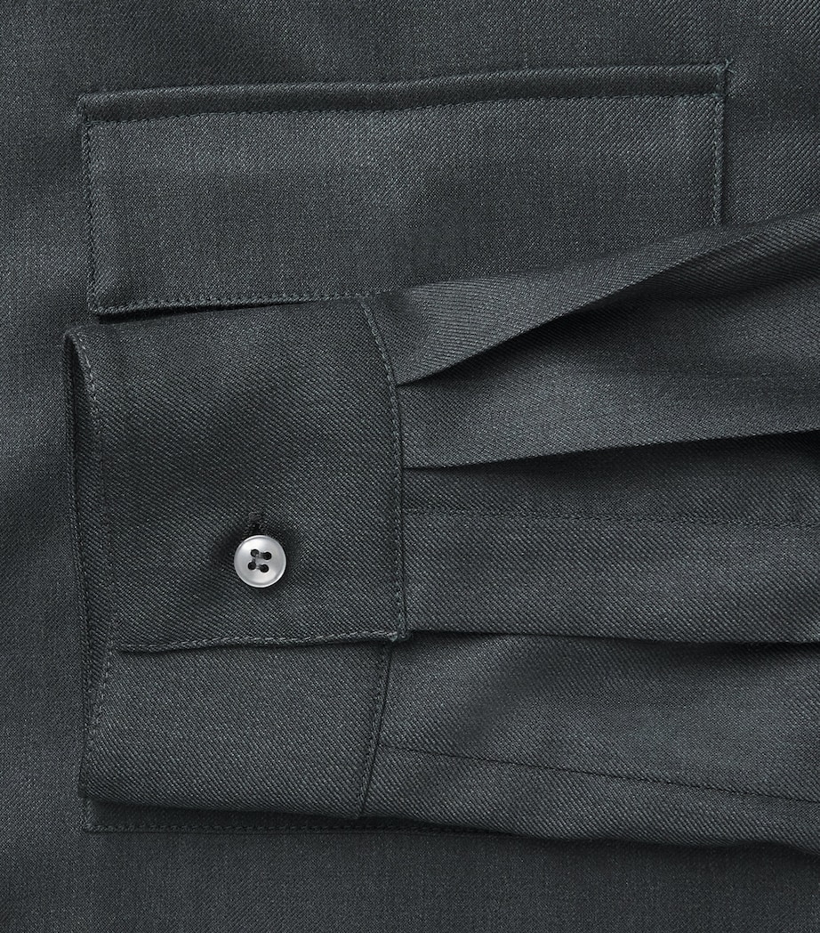 Paul & Shark Mens Virgin Wool Overshirt Dark Green Image 6
