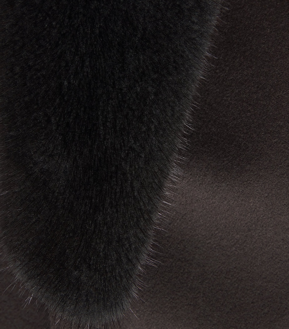 Kiton Womens Cashmere Mink-Lapel Wrap Coat Brown Image 6