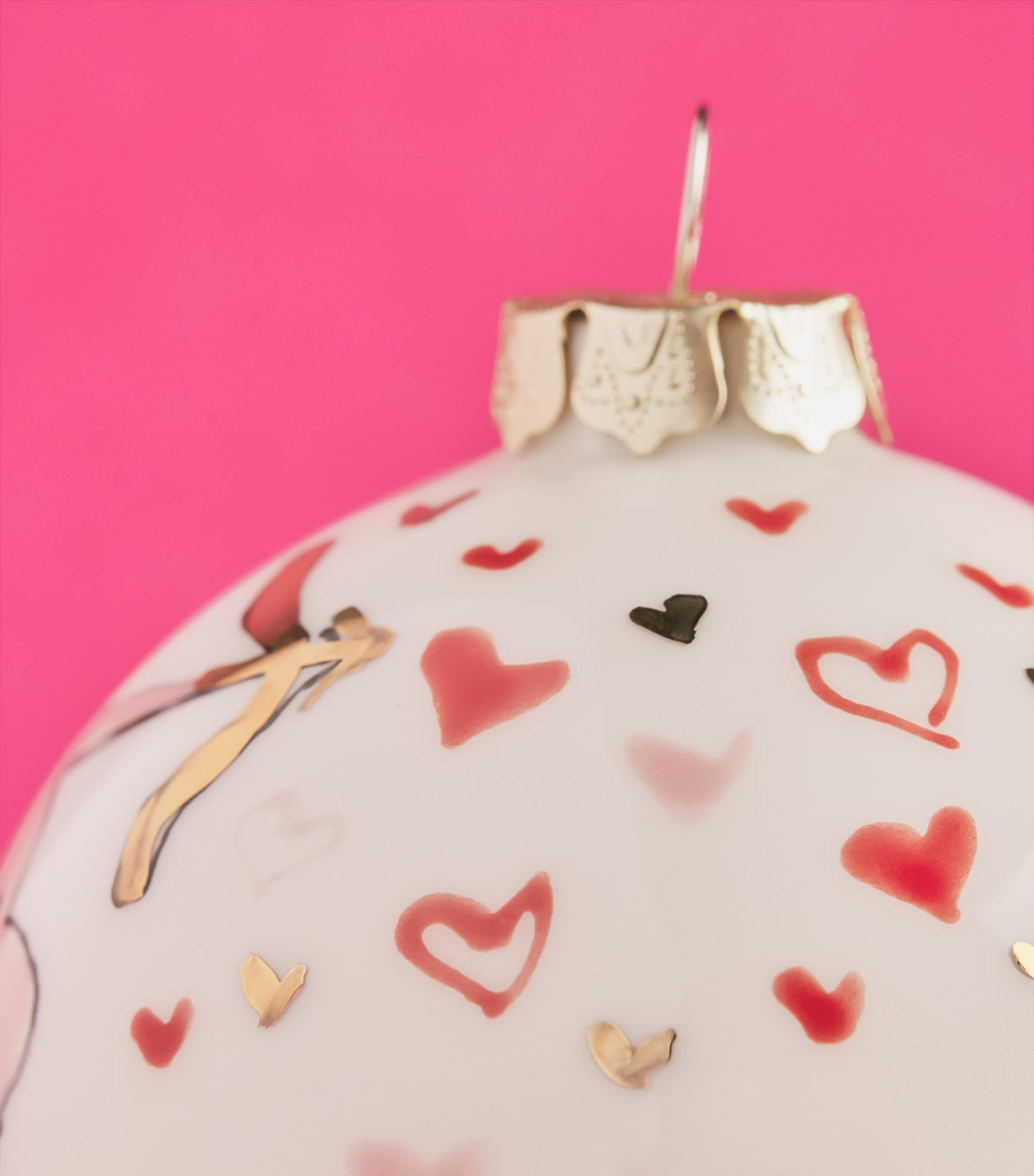Jayne Redmond Heart Lock and Key Bauble White Image 2