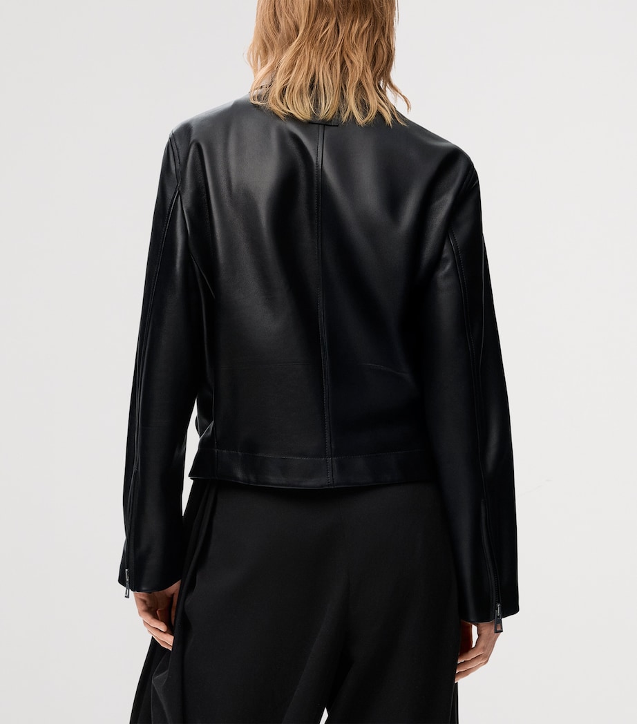 Leather Buckled Shirt Jacket BLACK Image 4