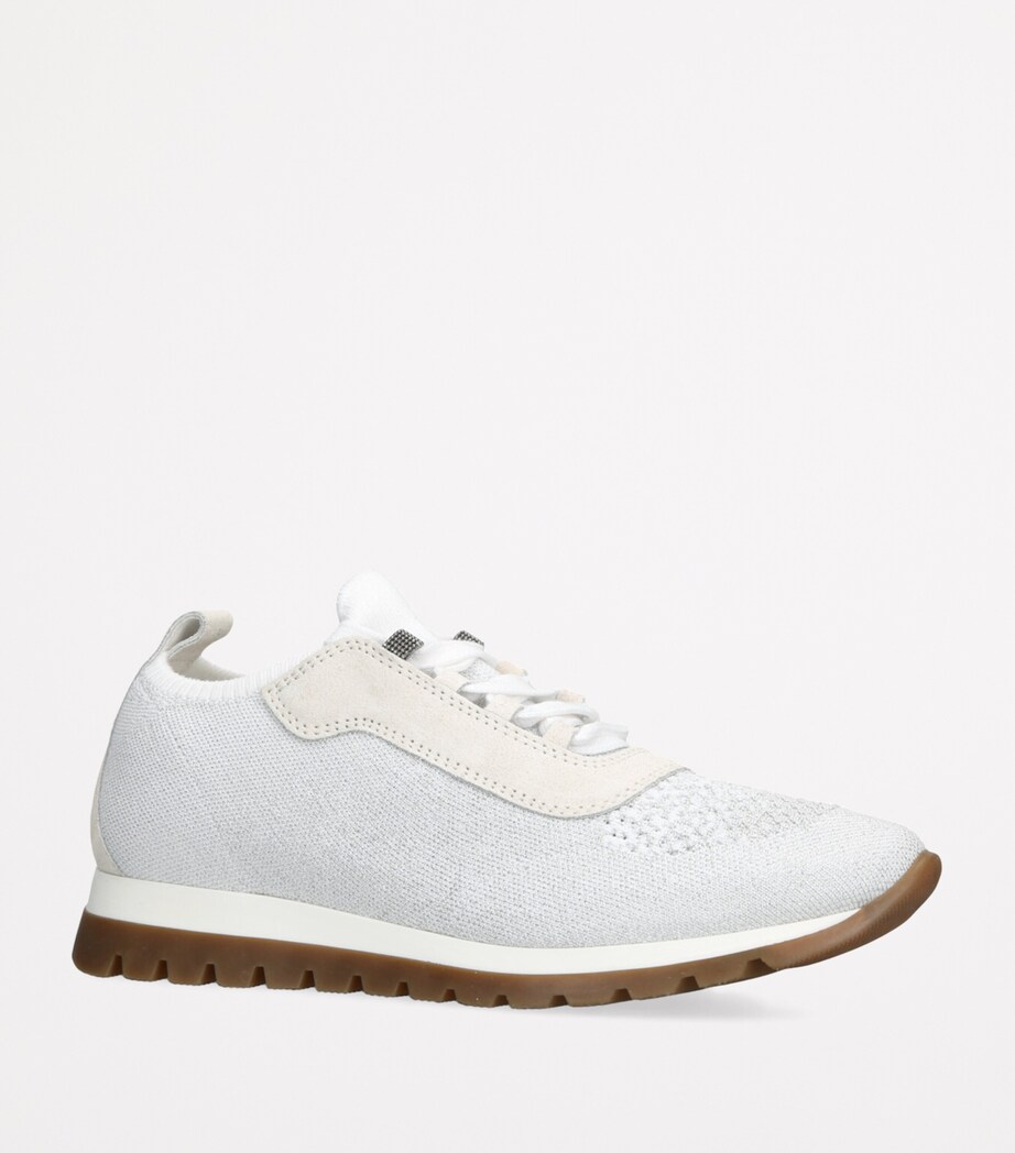 Brunello Cucinelli Kids Knitted Monili-Embellished Sneakers White/oth Image 3