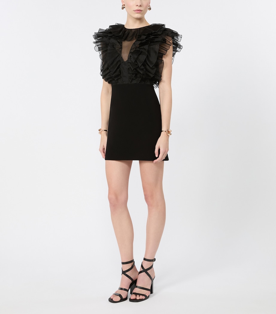 Max Mara Womens Tulle-Ruffle Mini Dress Black Image 2