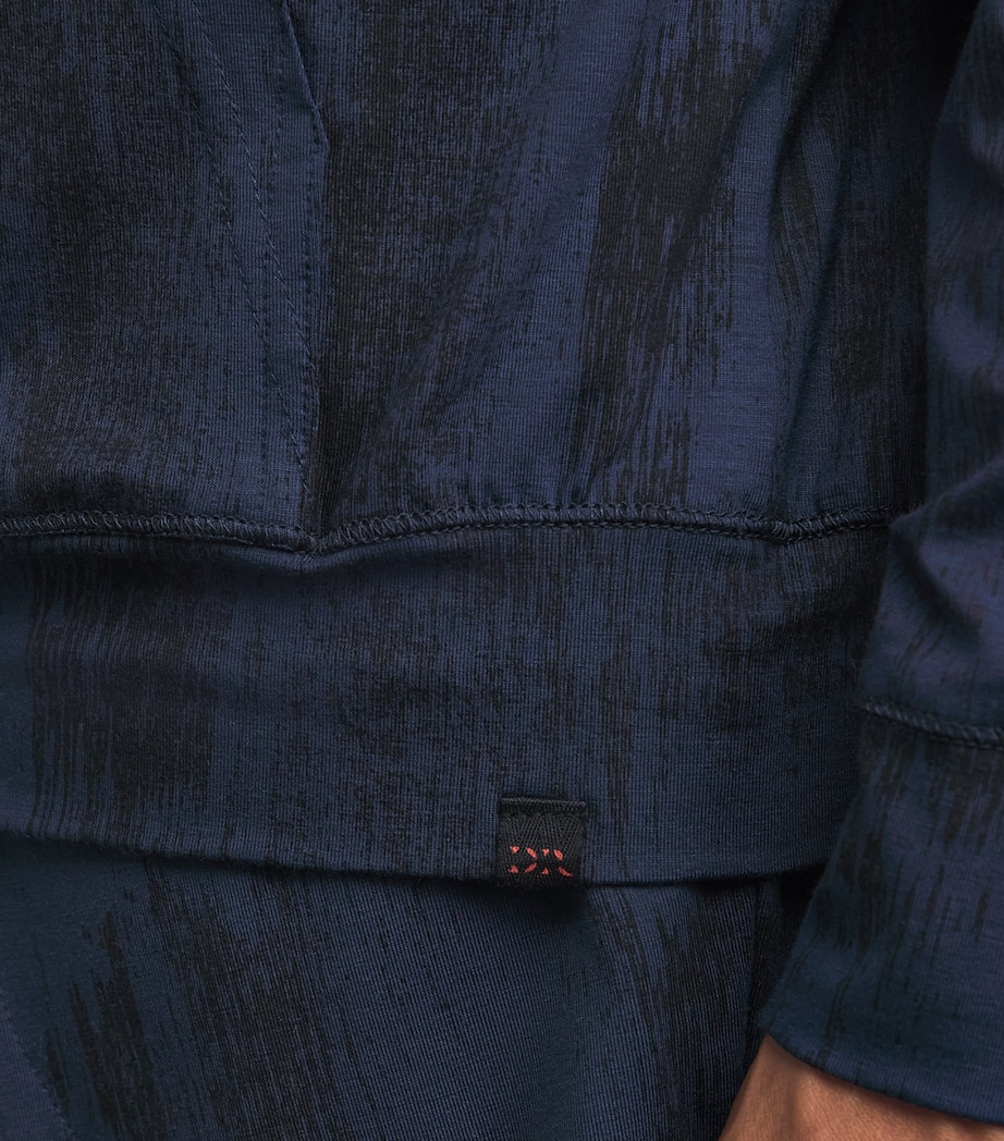 Derek Rose Mens Micro Modal Zip-Up Hoodie Nav Image 3
