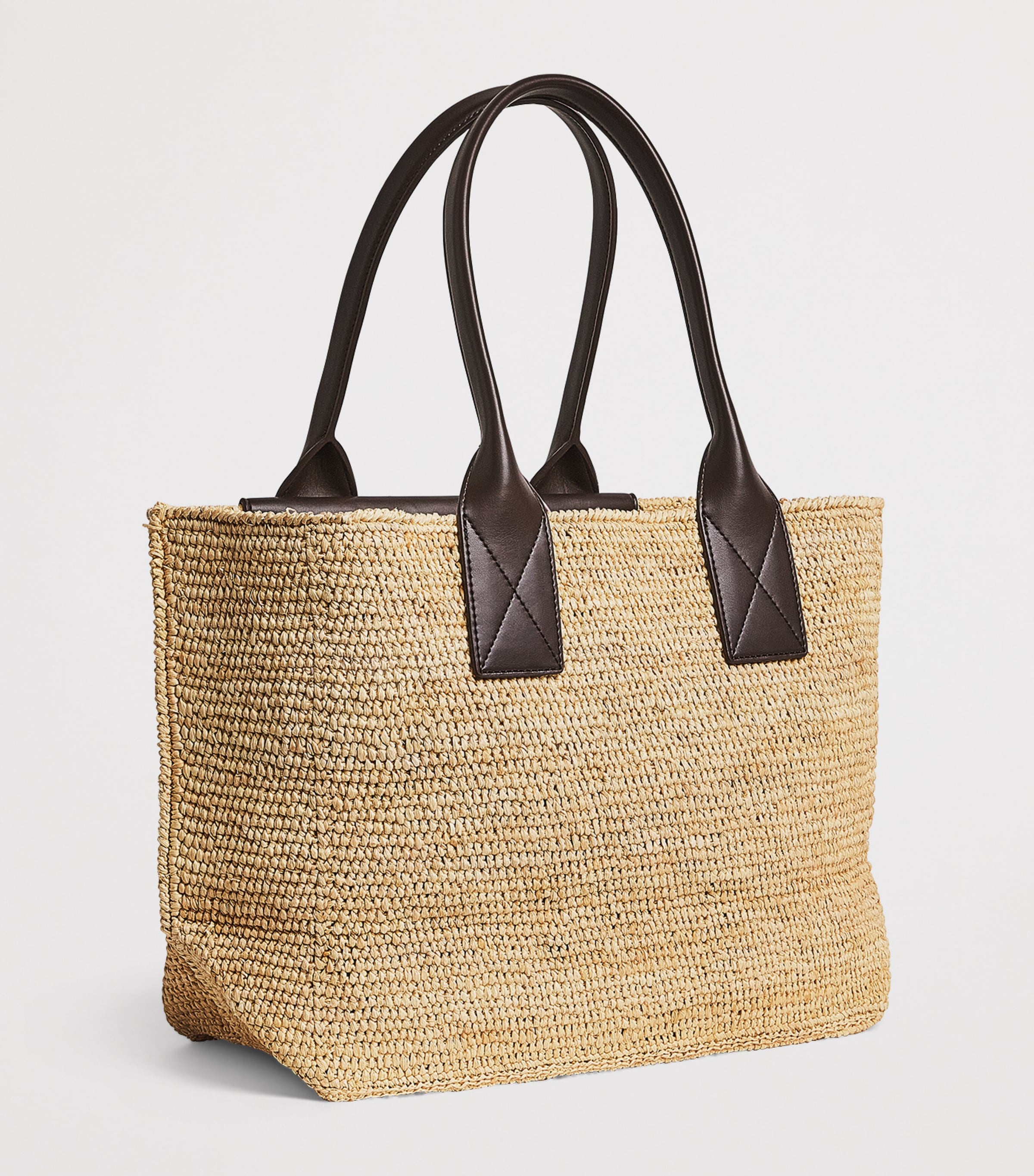 GANNI Medium Raffia-Leather Tote Bag | Harrods US