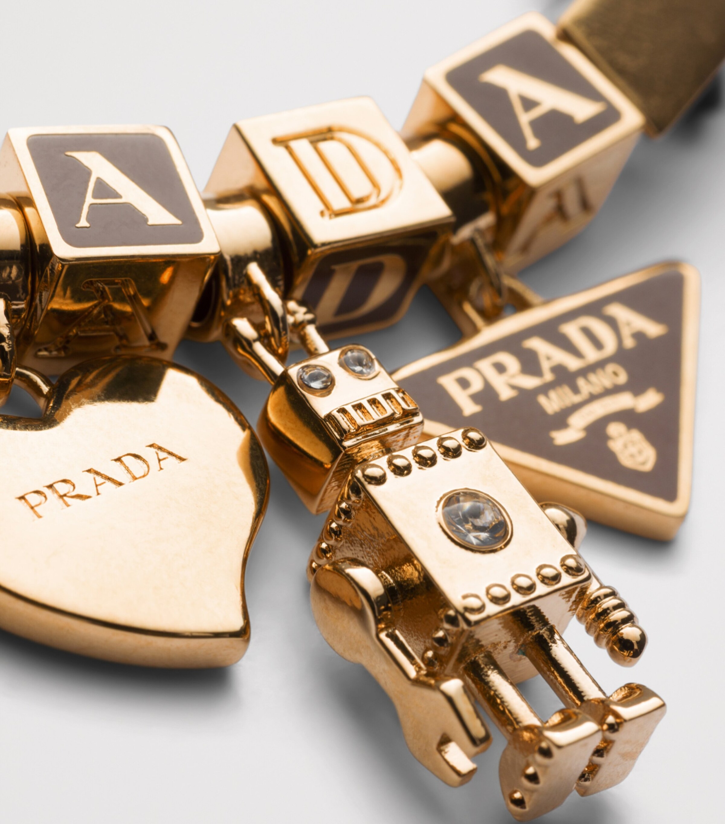 Prada Nappa Leather Logo Charm Bracelet Brown Image 3