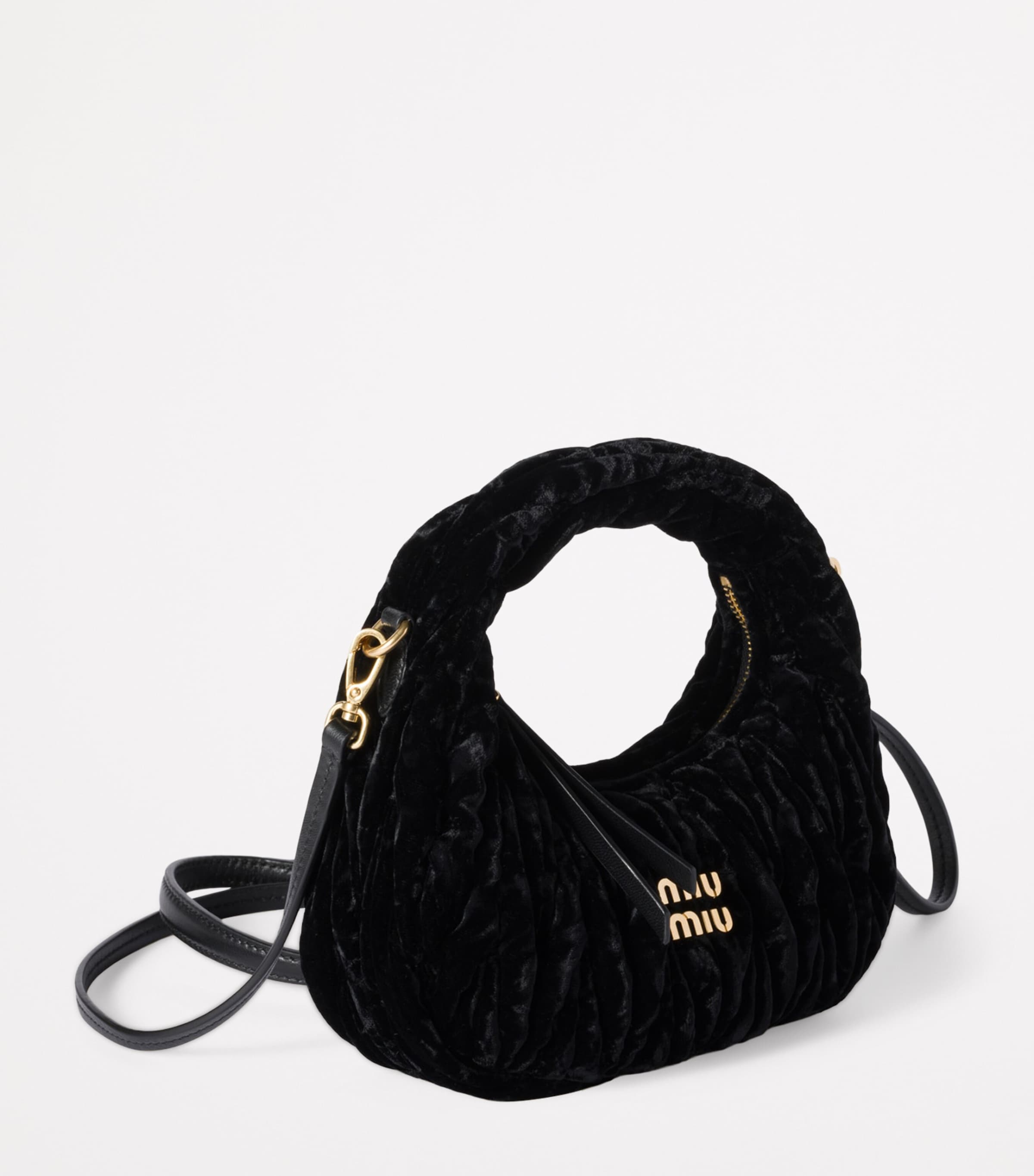 ハンドバッグ MIUMIU BLACK VELVET MINI WANDER HANDBAG Miu Miu Mini Wander Tote Bag | Black | FARFETCH