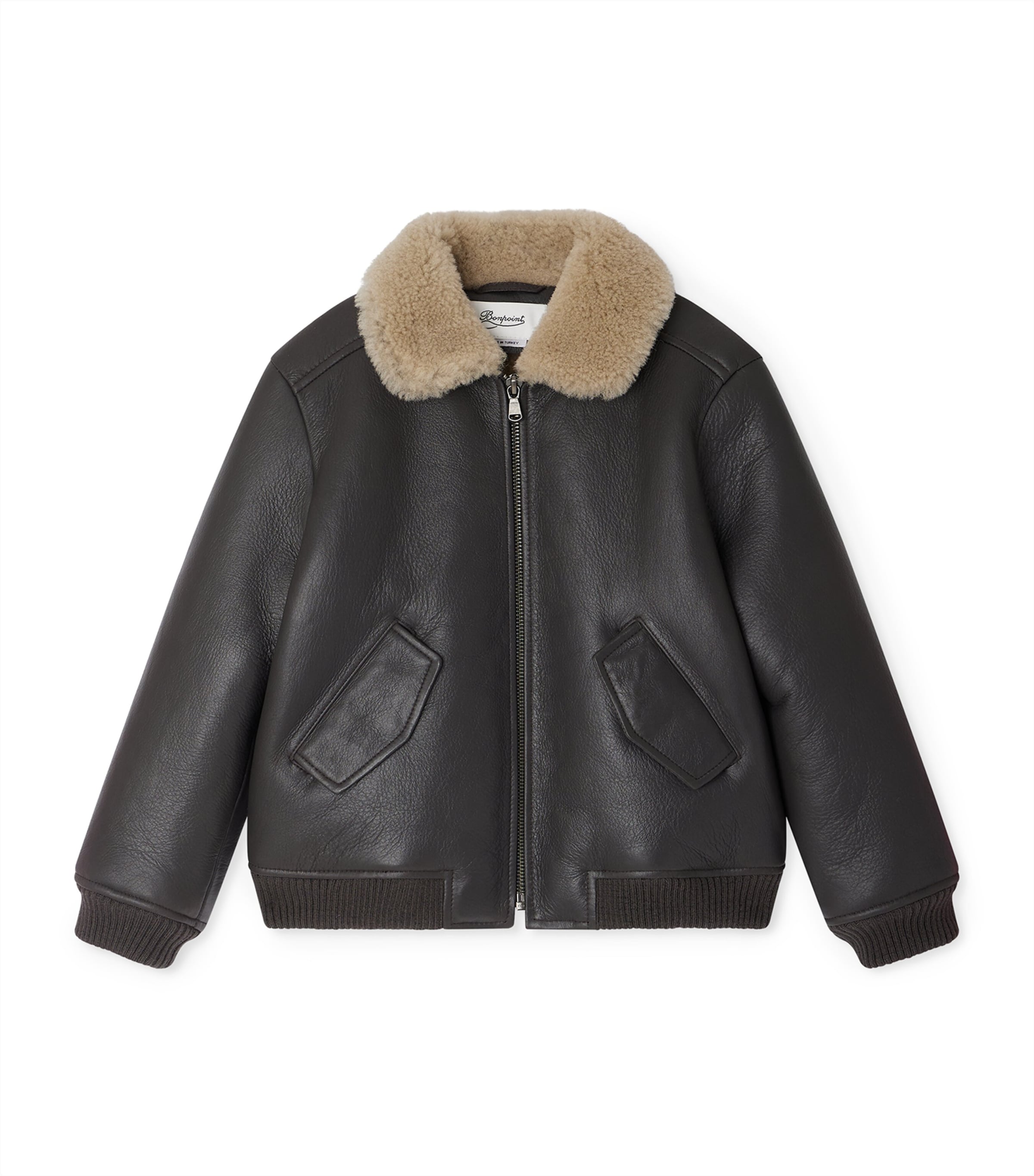 Bonpoint Leather Aviator Jacket In Black