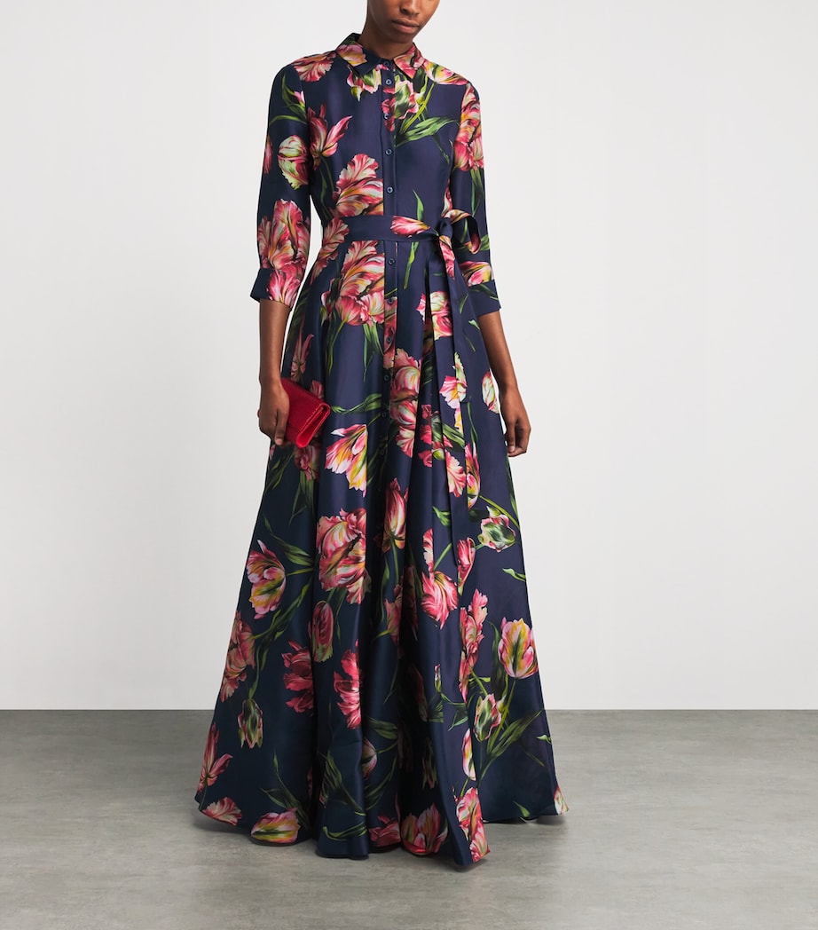 Silk Floral Trench Gown 037 DARK NAVY MULTI Image 2