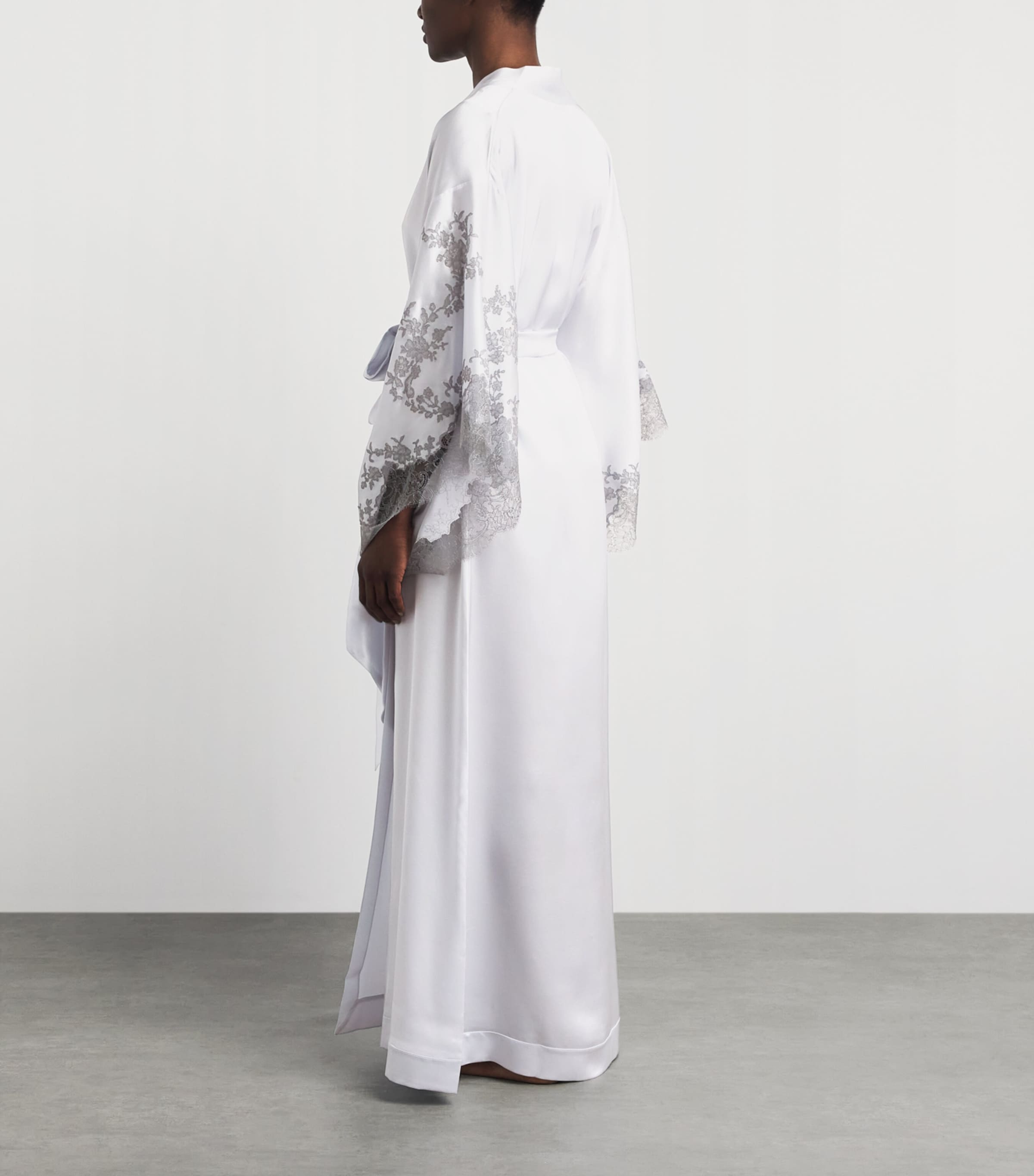 Carine Gilson Womens Long Silk Cérès Robe Silvergrey Image 4