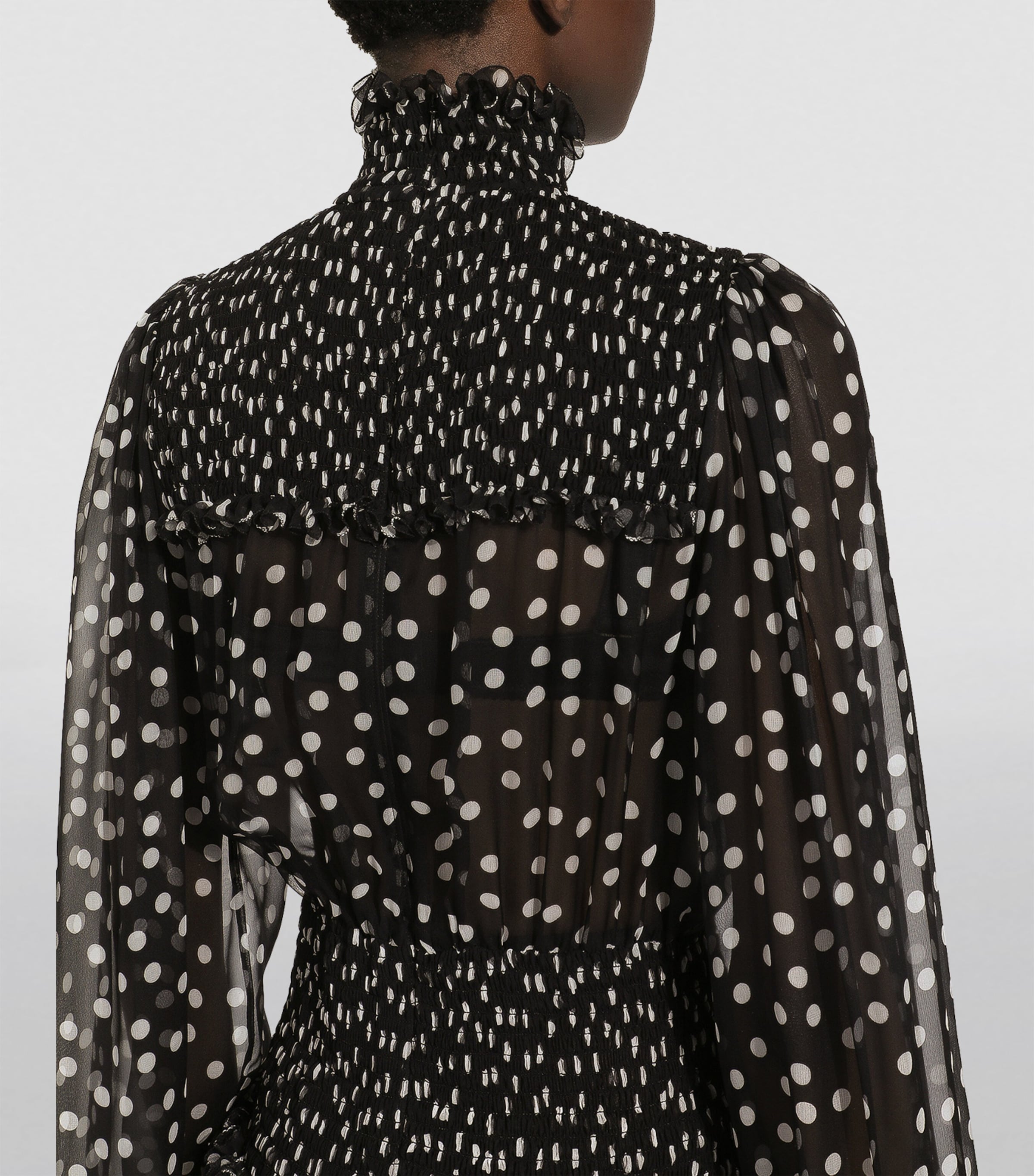 Silk Polka-Dot Maxi Dress HNBDW-POIS BIANCO FD Image 4