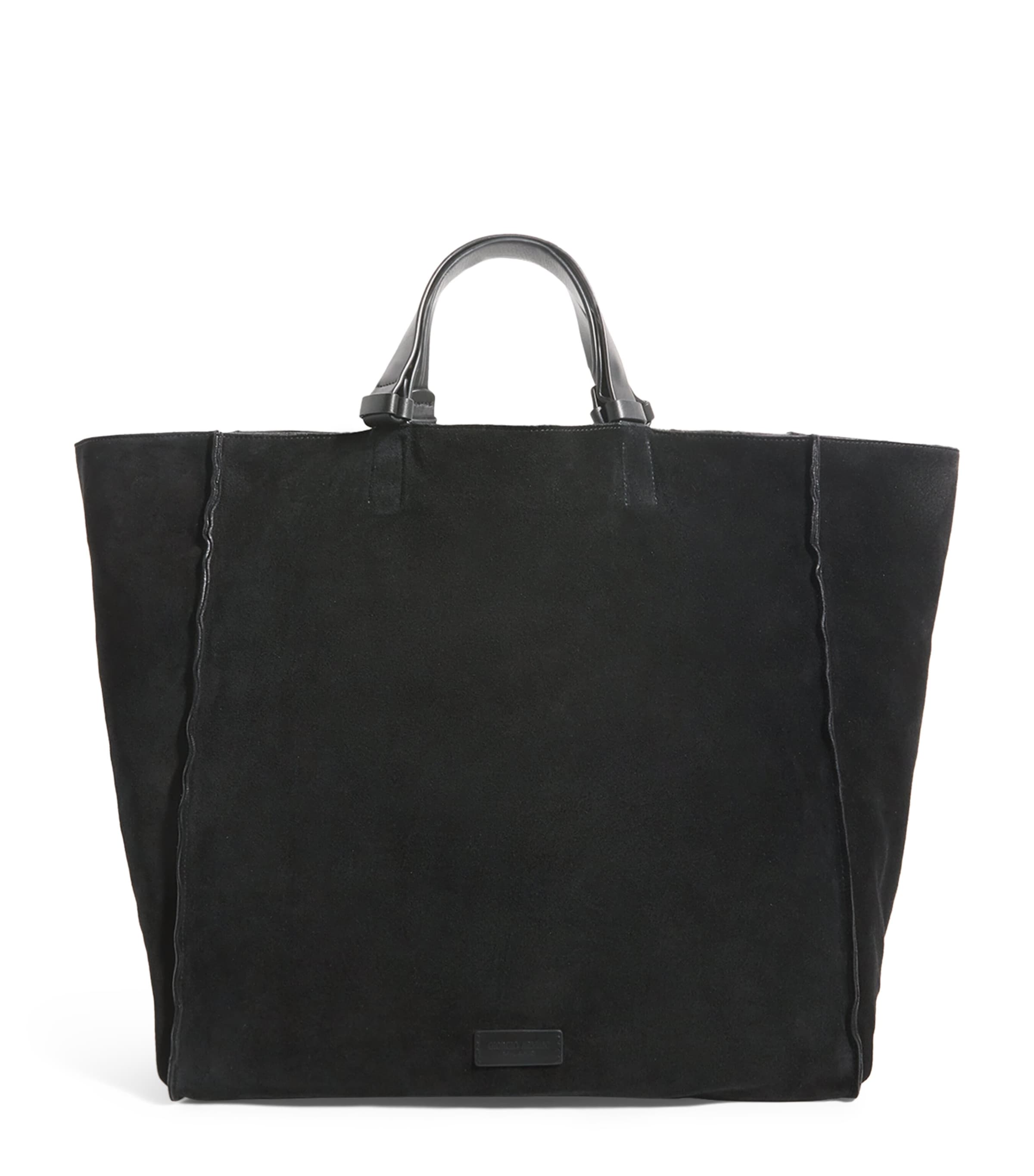 Giorgio Armani Suede Leather-trim Tote Bag