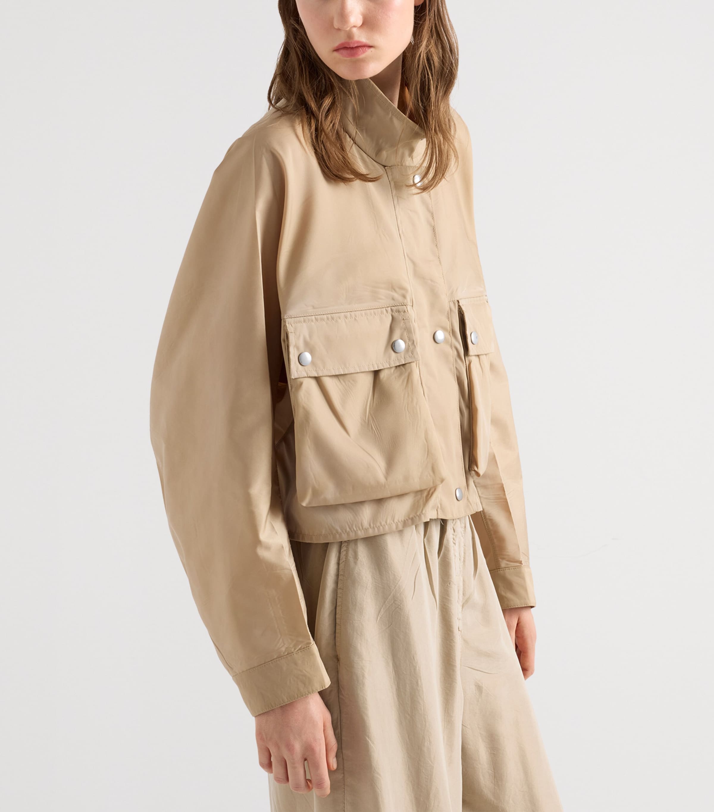 Prada Womens Washed Re-Nylon Jacket Brown Image 4