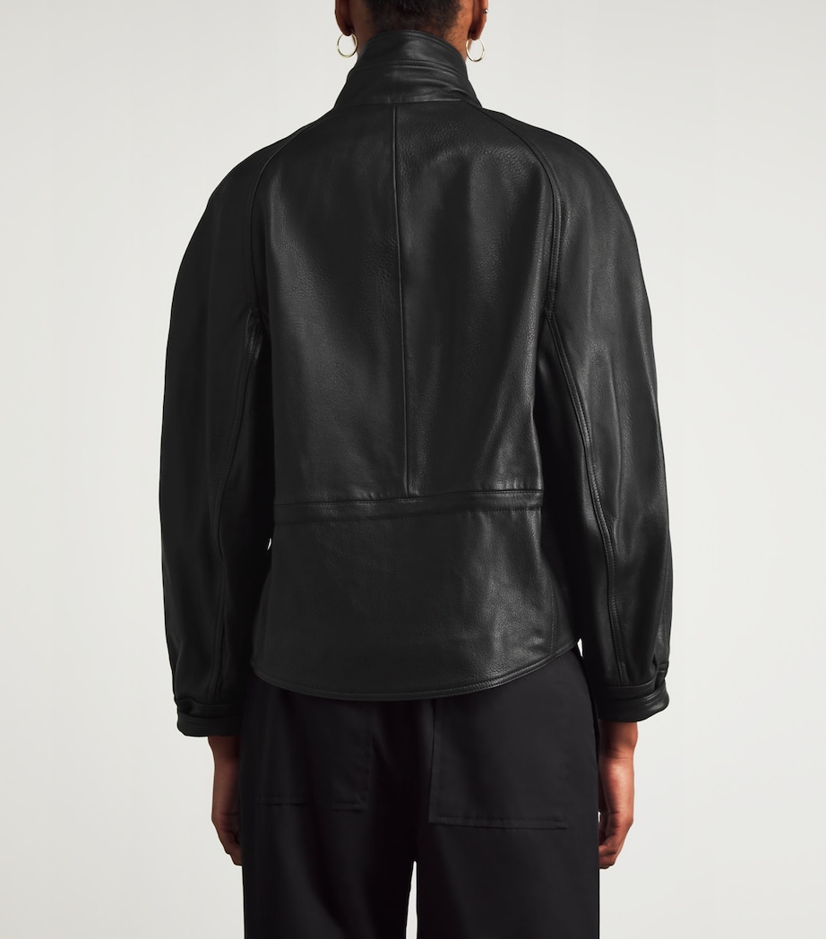 Leather Thalia Bomber Jacket BLACK Image 4