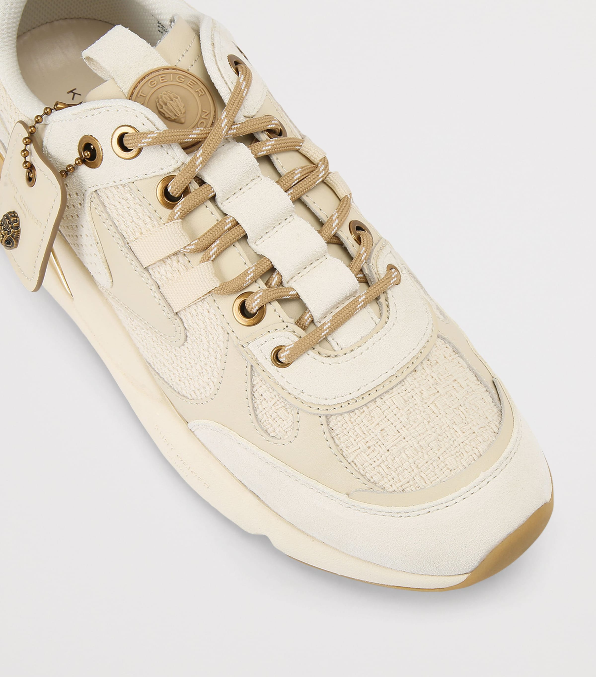Kurt Geiger London Suede-Trim Runner Low-Top Sneakers Cream Comb Image 2