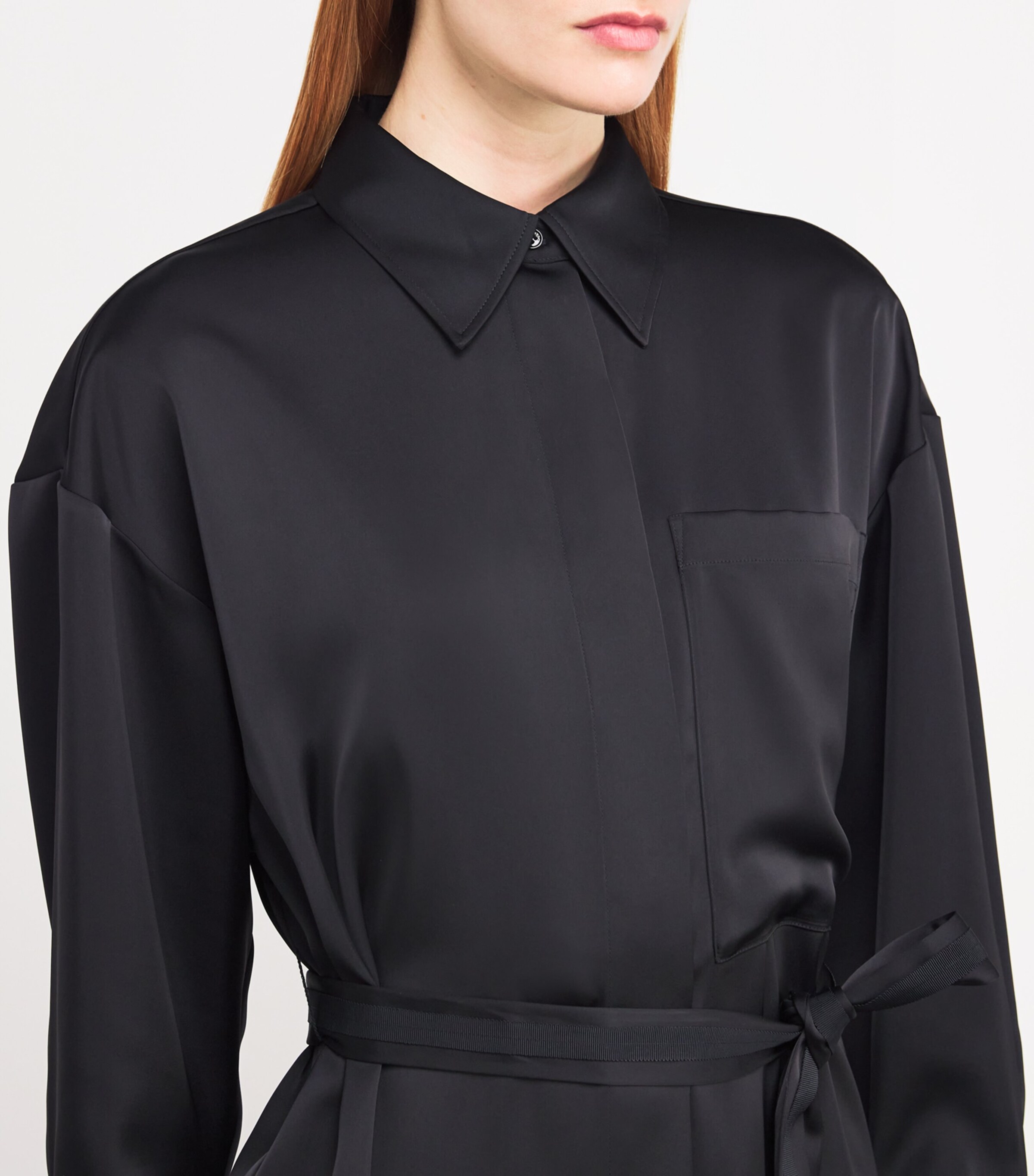 MAX&Co. Womens Satin Shirt Mini Dress Black Image 6