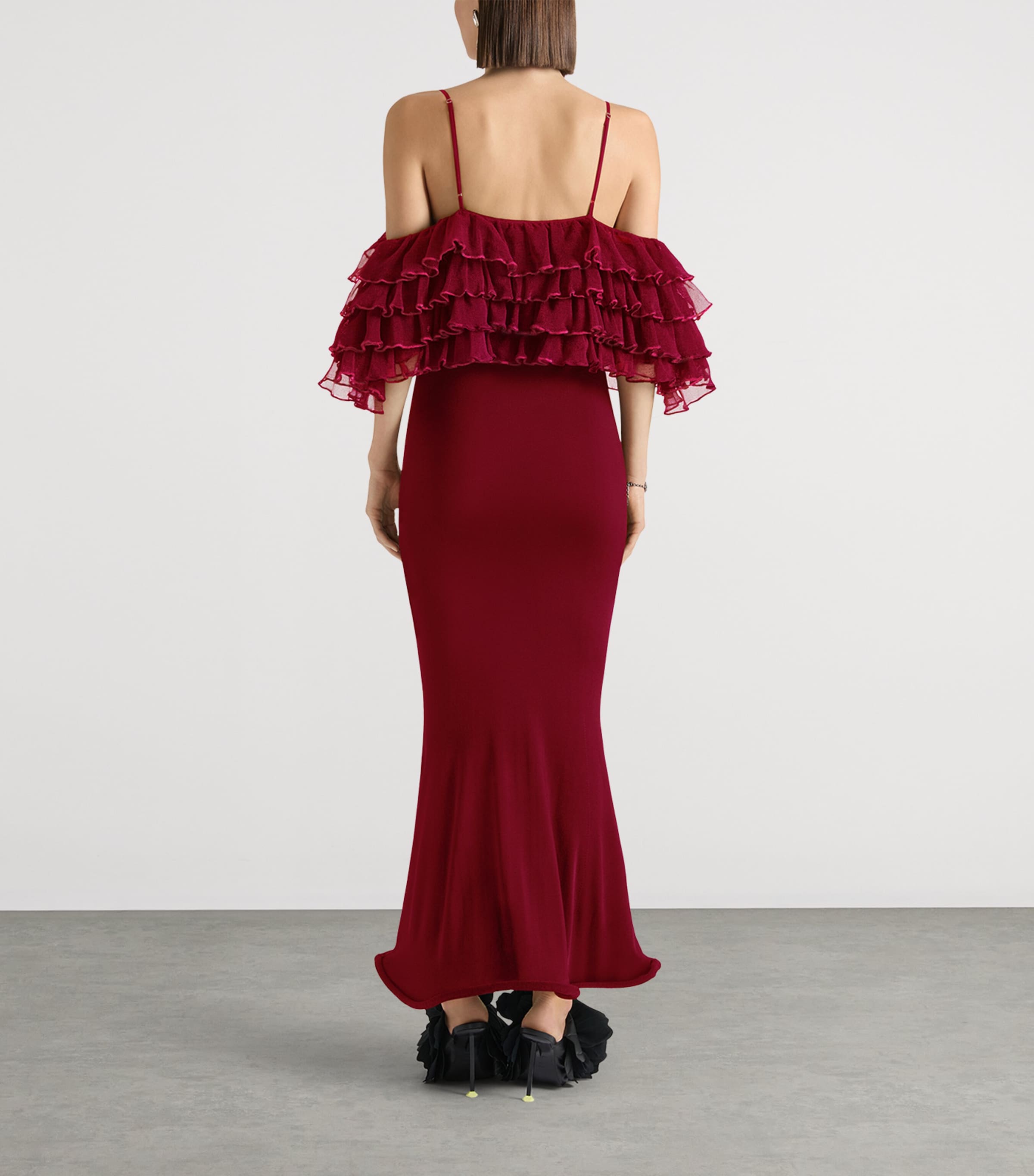Givenchy Womens Ruffled Bustier Maxi Dress Red Cherry Image 3