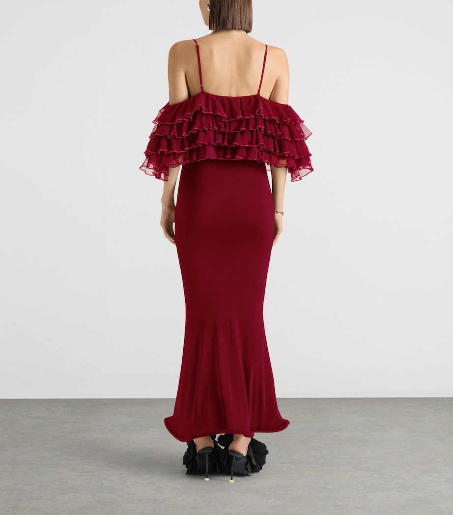Givenchy Womens Ruffled Bustier Maxi Dress Red Cherry Image 3